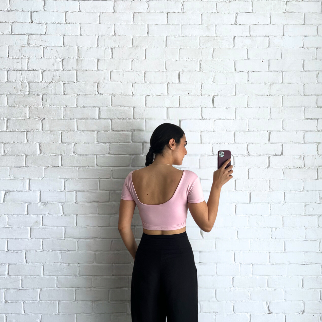 CROPPED BACKLESS WIDE NECK