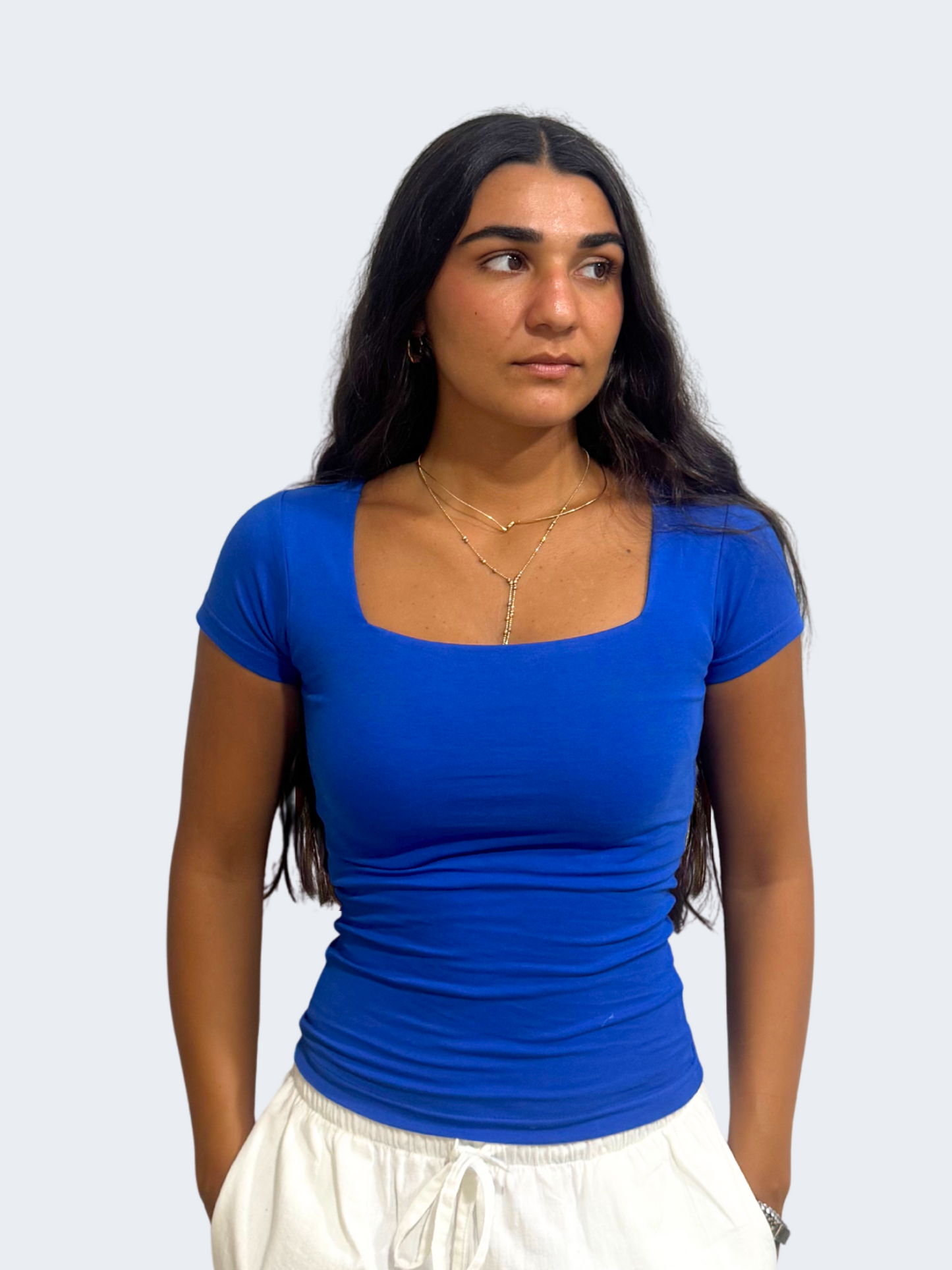 COTTON SQUARE NECK SHORT SLEEVE
