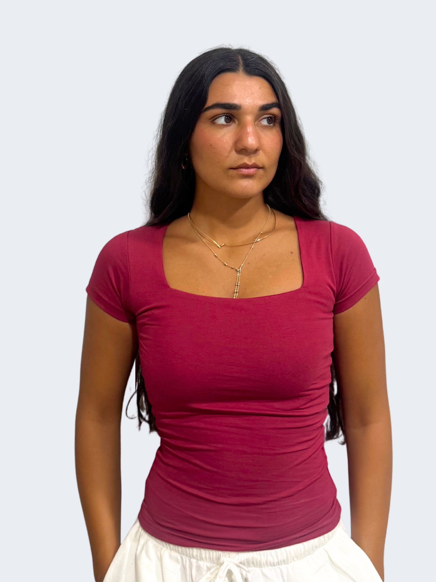COTTON SQUARE NECK SHORT SLEEVE