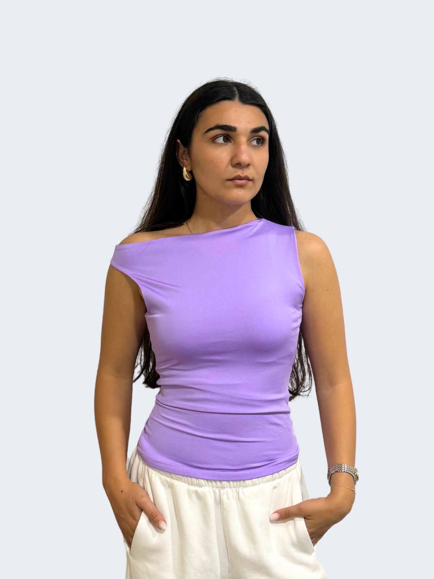 ONE SHOULDER RUSHED ASYMMETRICAL TOP