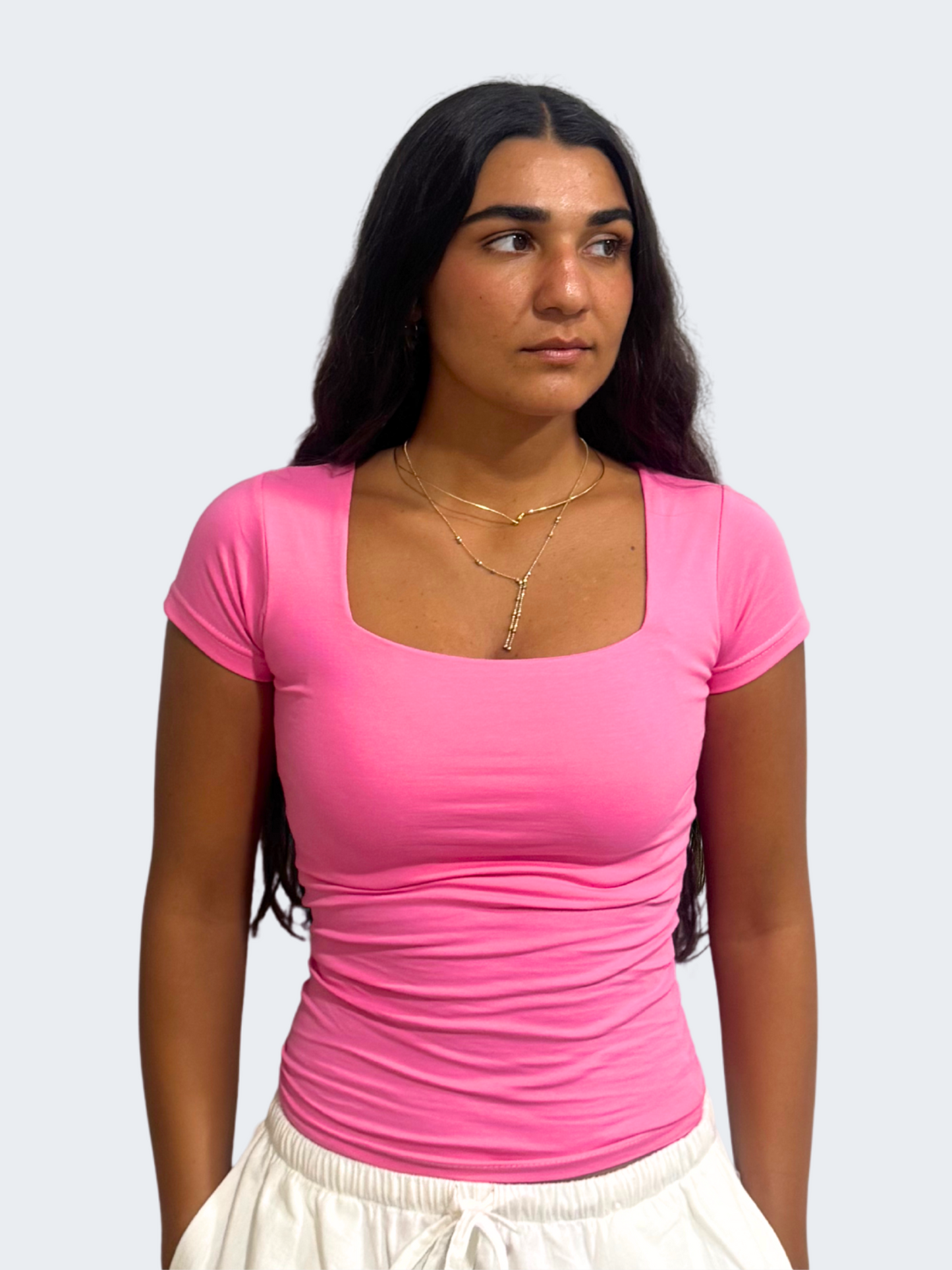 COTTON SQUARE NECK SHORT SLEEVE