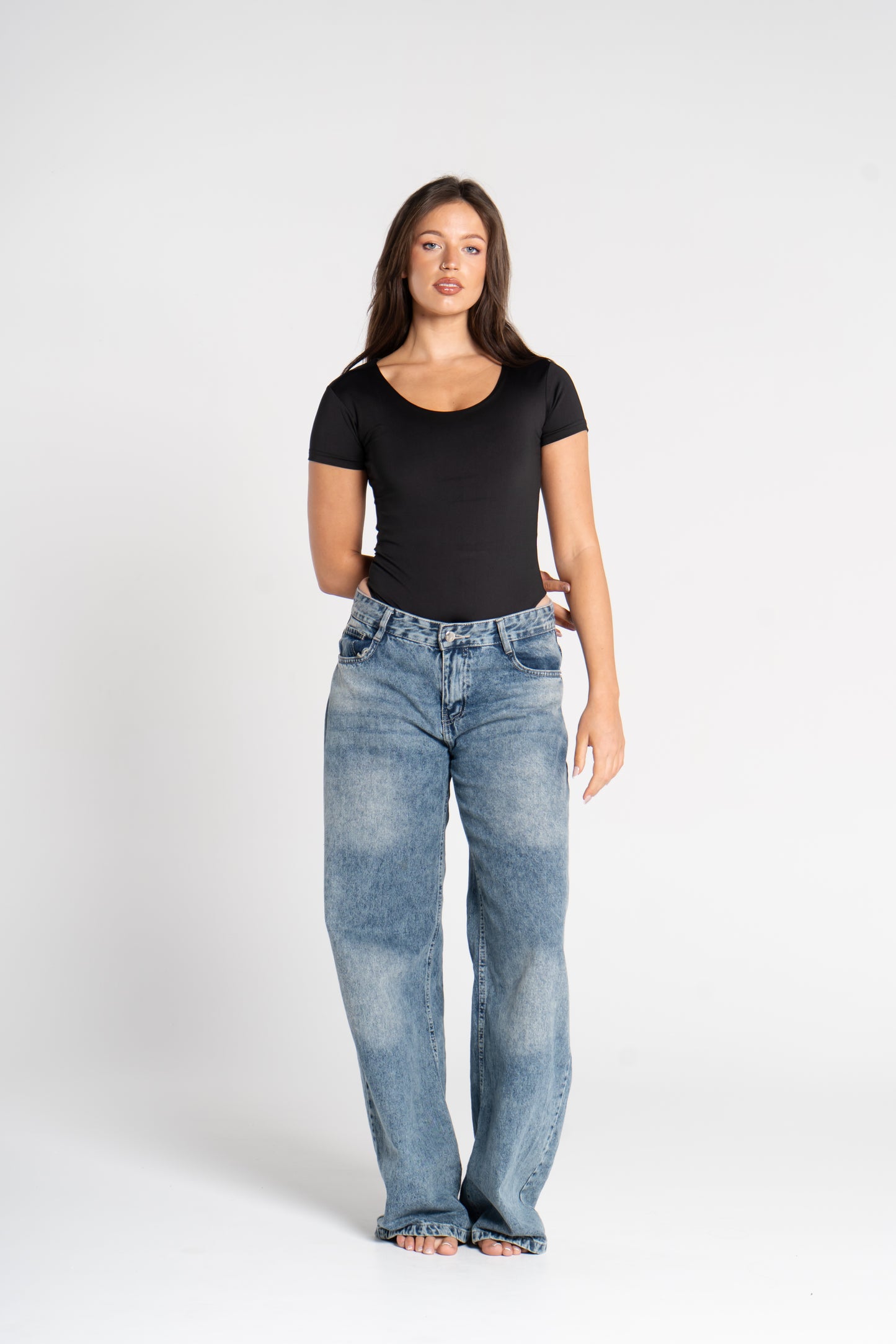 WIDE NECK SHORT SLEEVE BODYSUIT