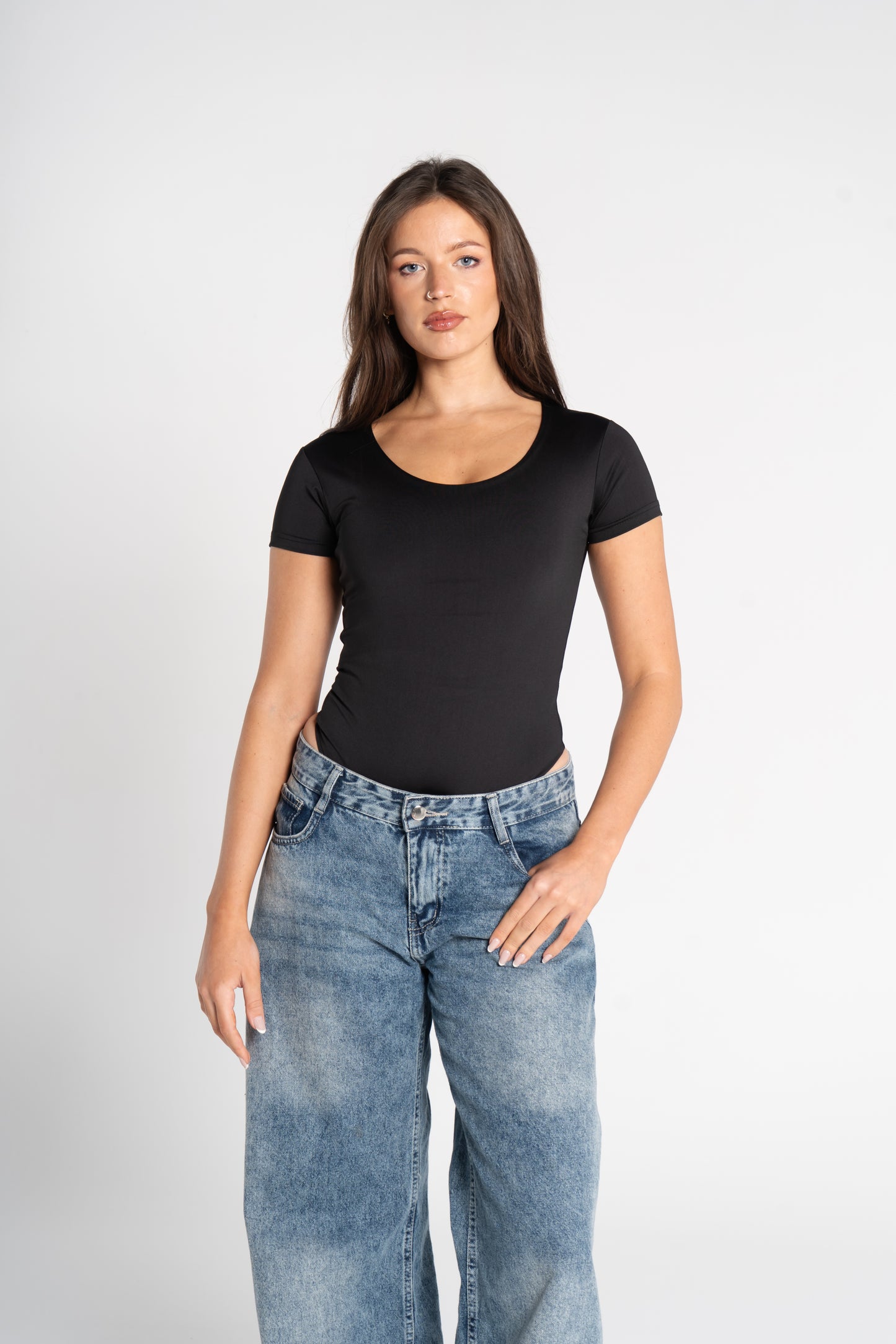 WIDE NECK SHORT SLEEVE BODYSUIT