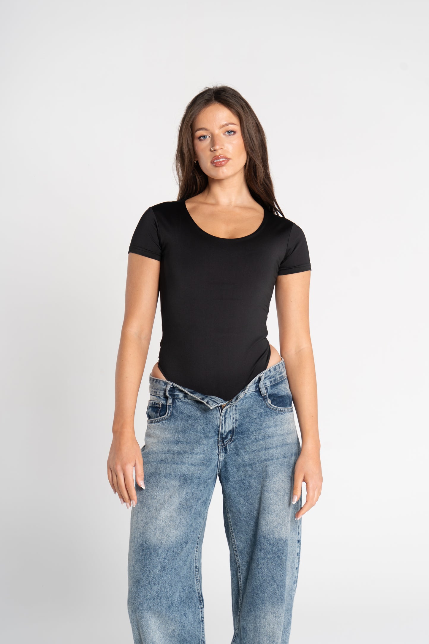 WIDE NECK SHORT SLEEVE BODYSUIT