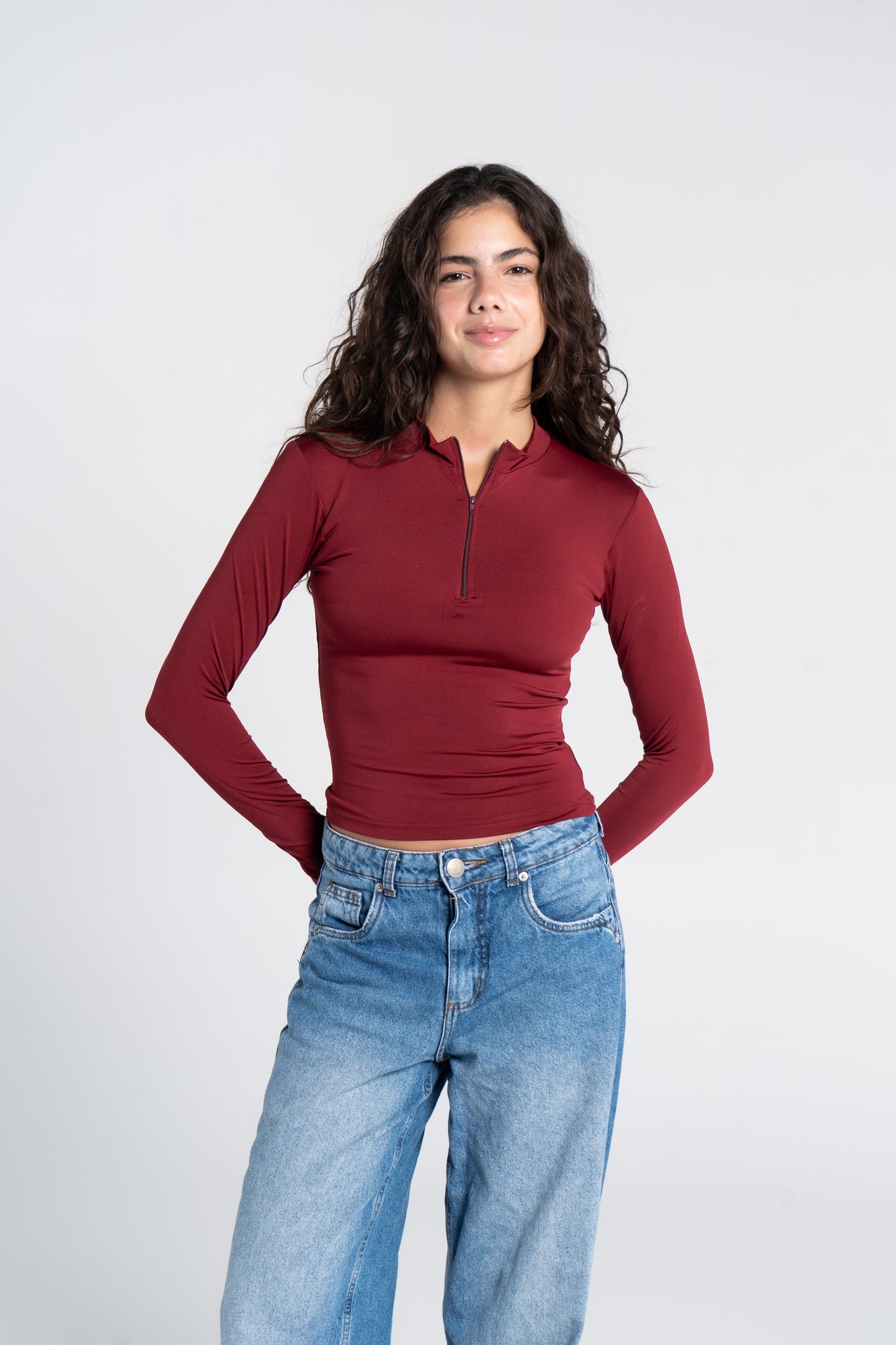 HIGH NECK ZIPPER LONG SLEEVE