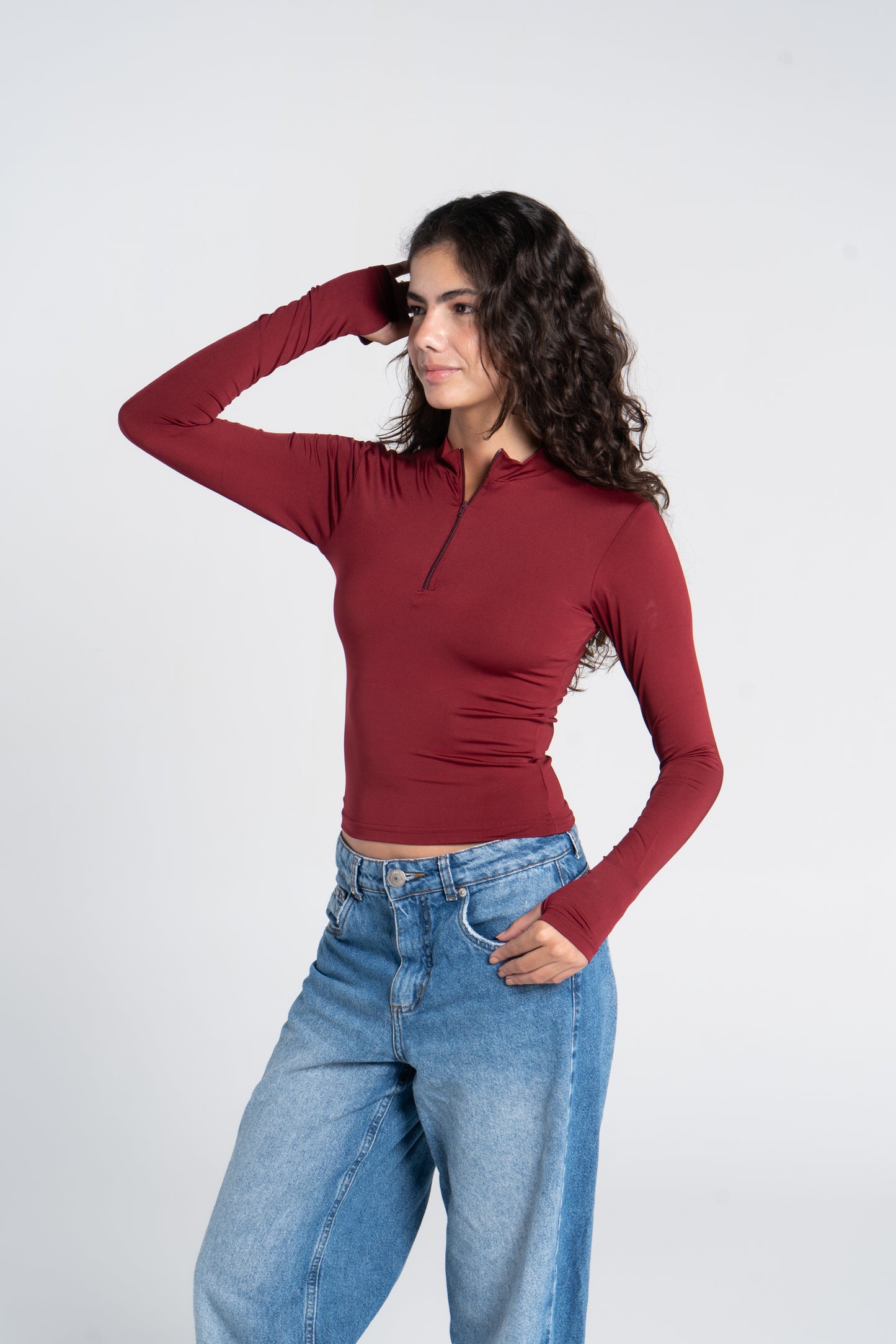 HIGH NECK ZIPPER LONG SLEEVE
