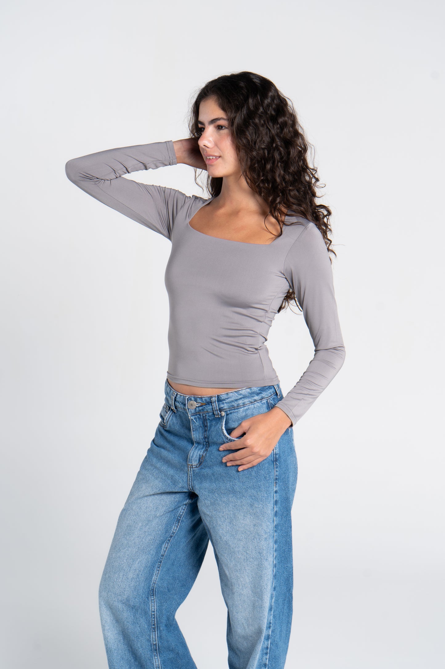 SQUARE NECK LONG SLEEVE
