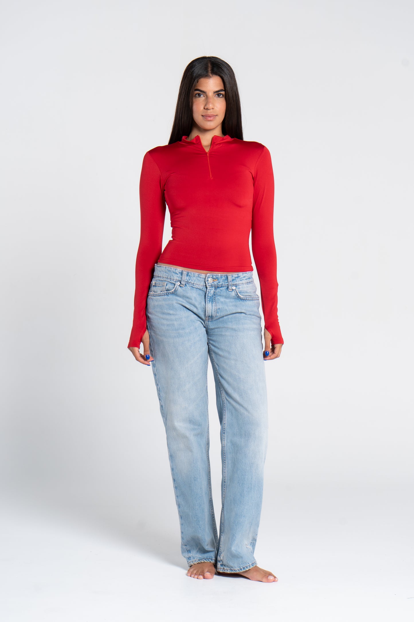 HIGH NECK ZIPPER LONG SLEEVE