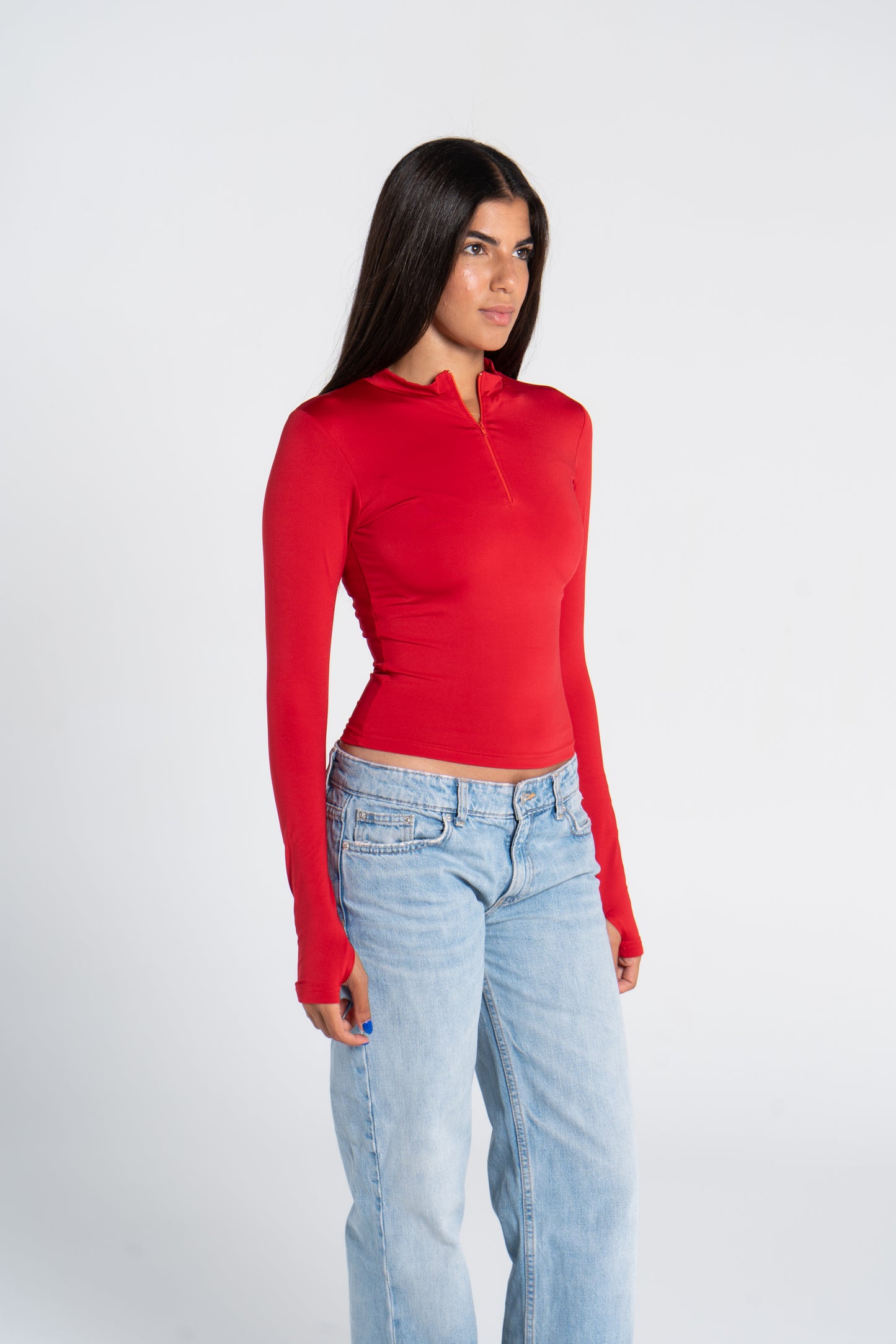 HIGH NECK ZIPPER LONG SLEEVE