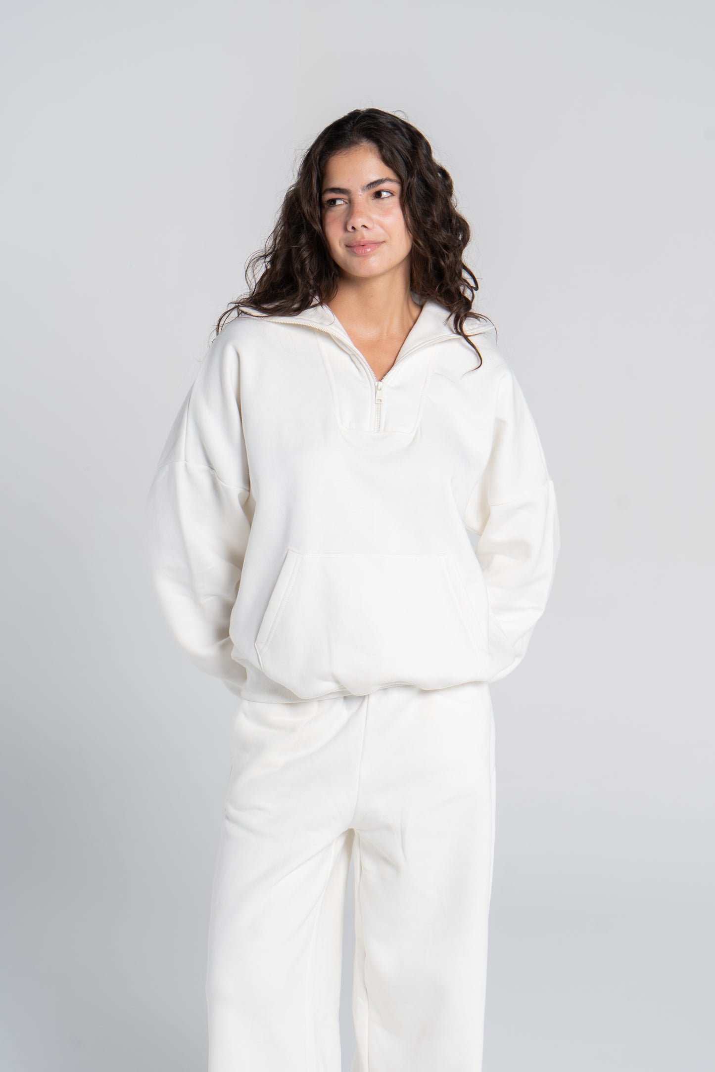 HIGH NECK ZIPPER SWEAT SHIRT