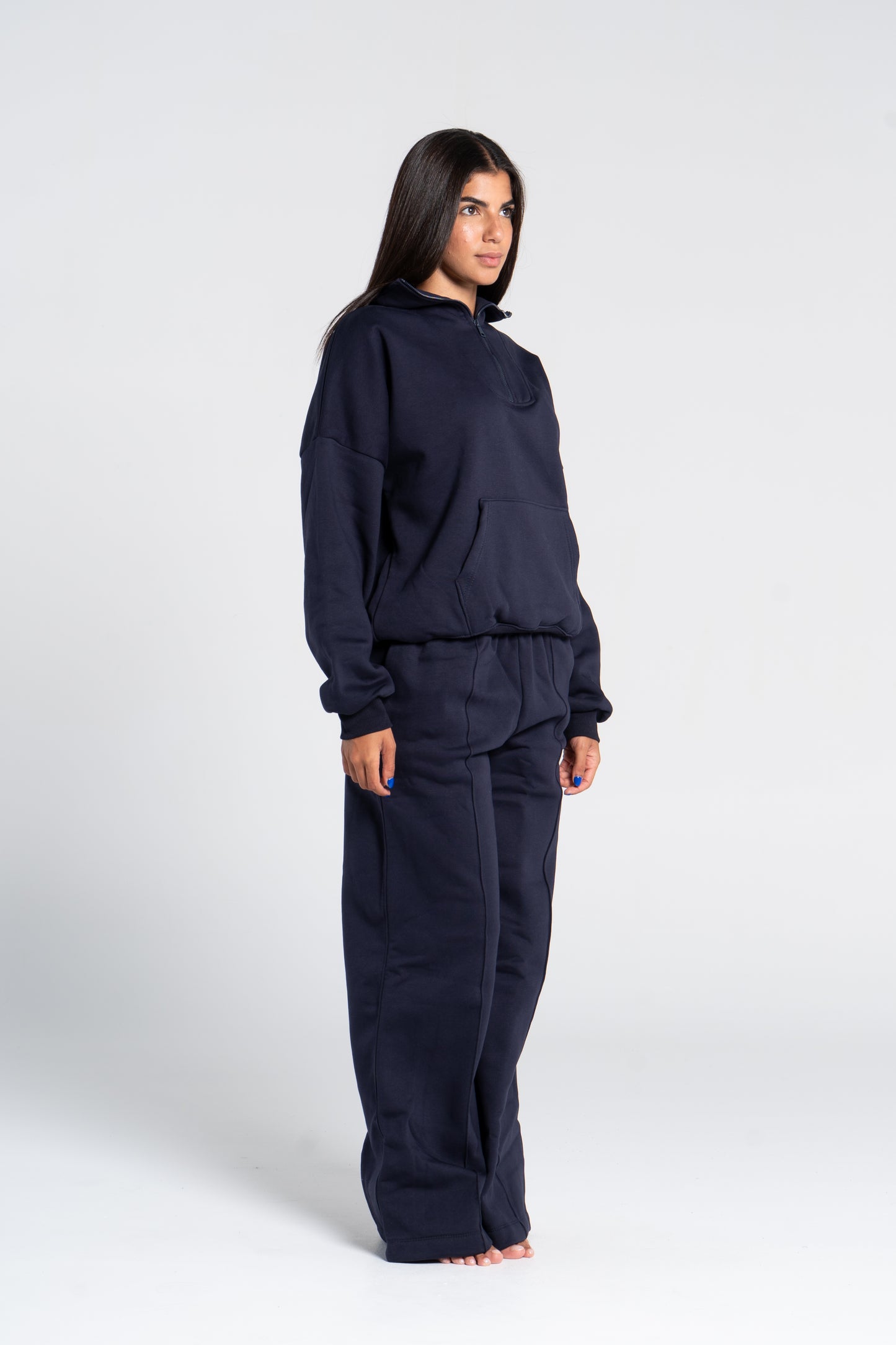 HIGH NECK ZIPPER SWEAT SHIRT