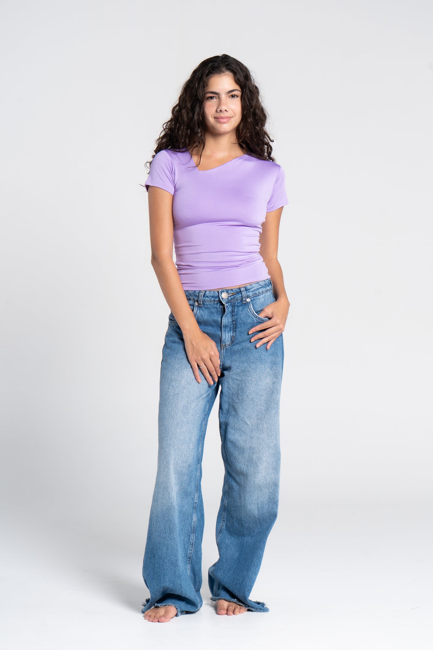 ASYMMETRICAL V NECK TOP