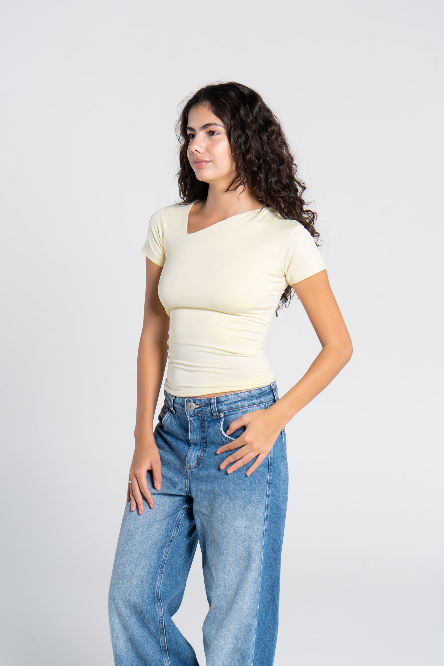 ASYMMETRICAL V NECK TOP