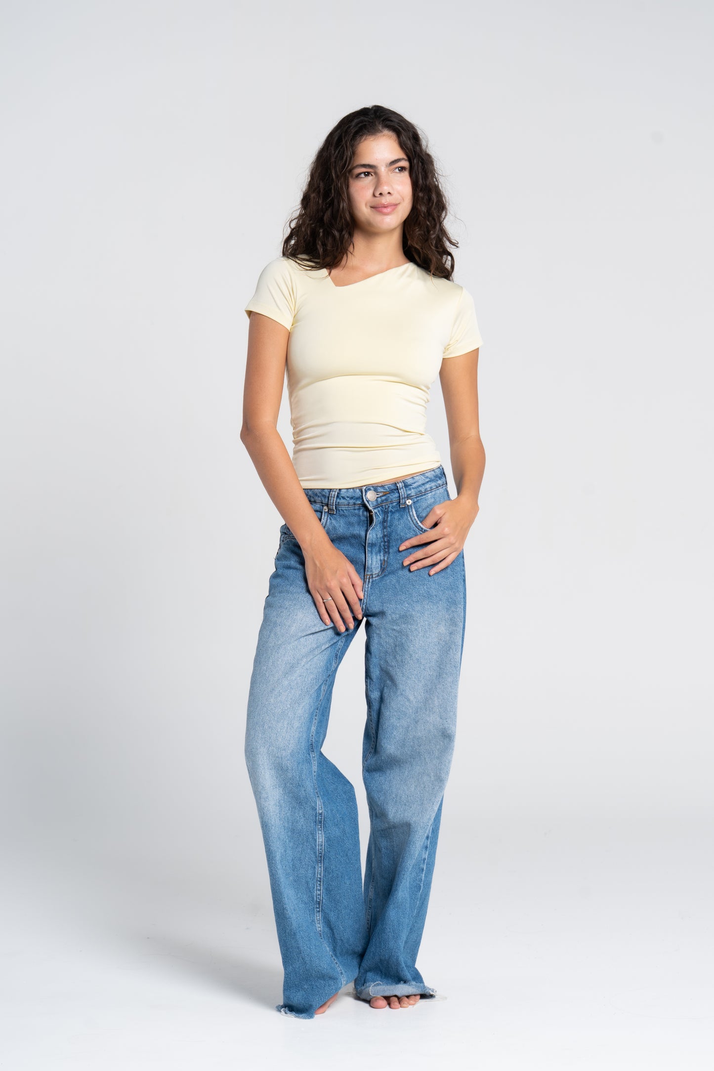 ASYMMETRICAL V NECK TOP