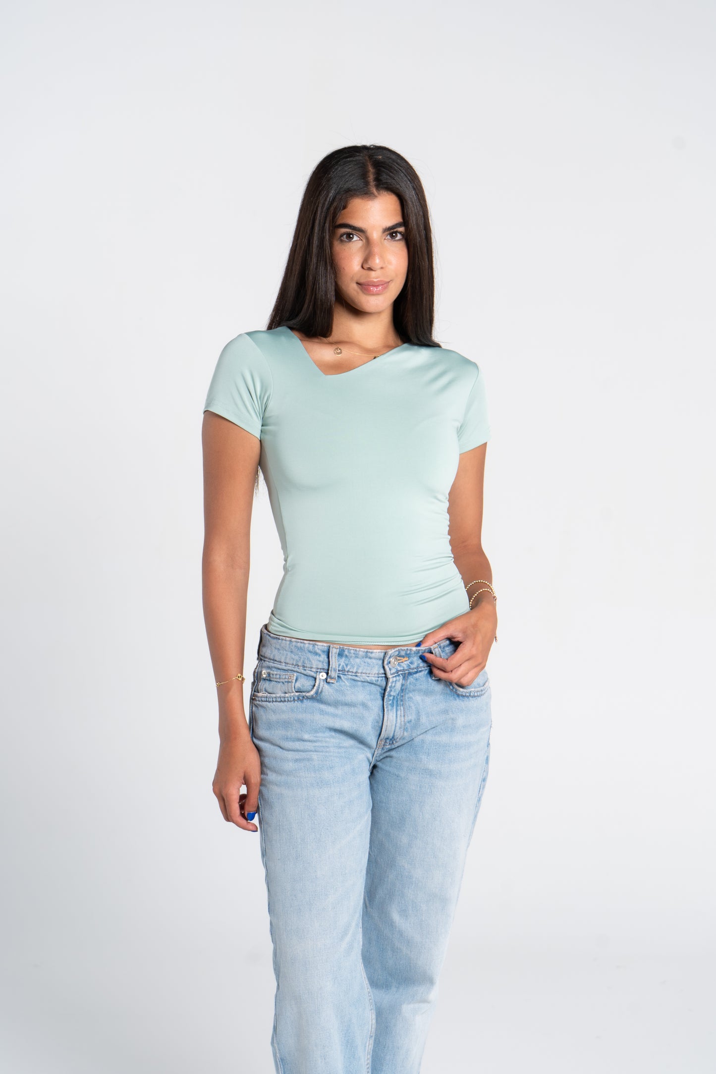 ASYMMETRICAL V NECK TOP