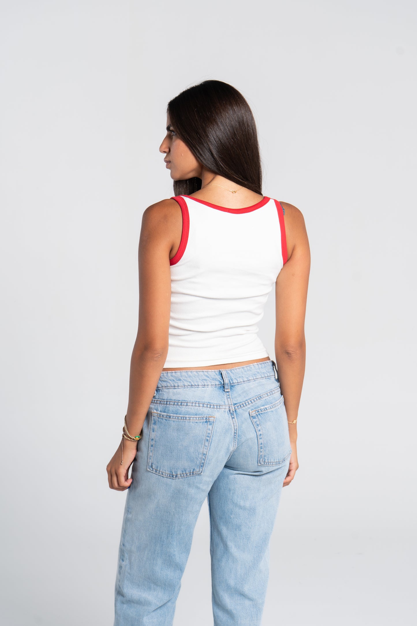 RIBBED SQUARE NECK TANK – COLORED STRAP