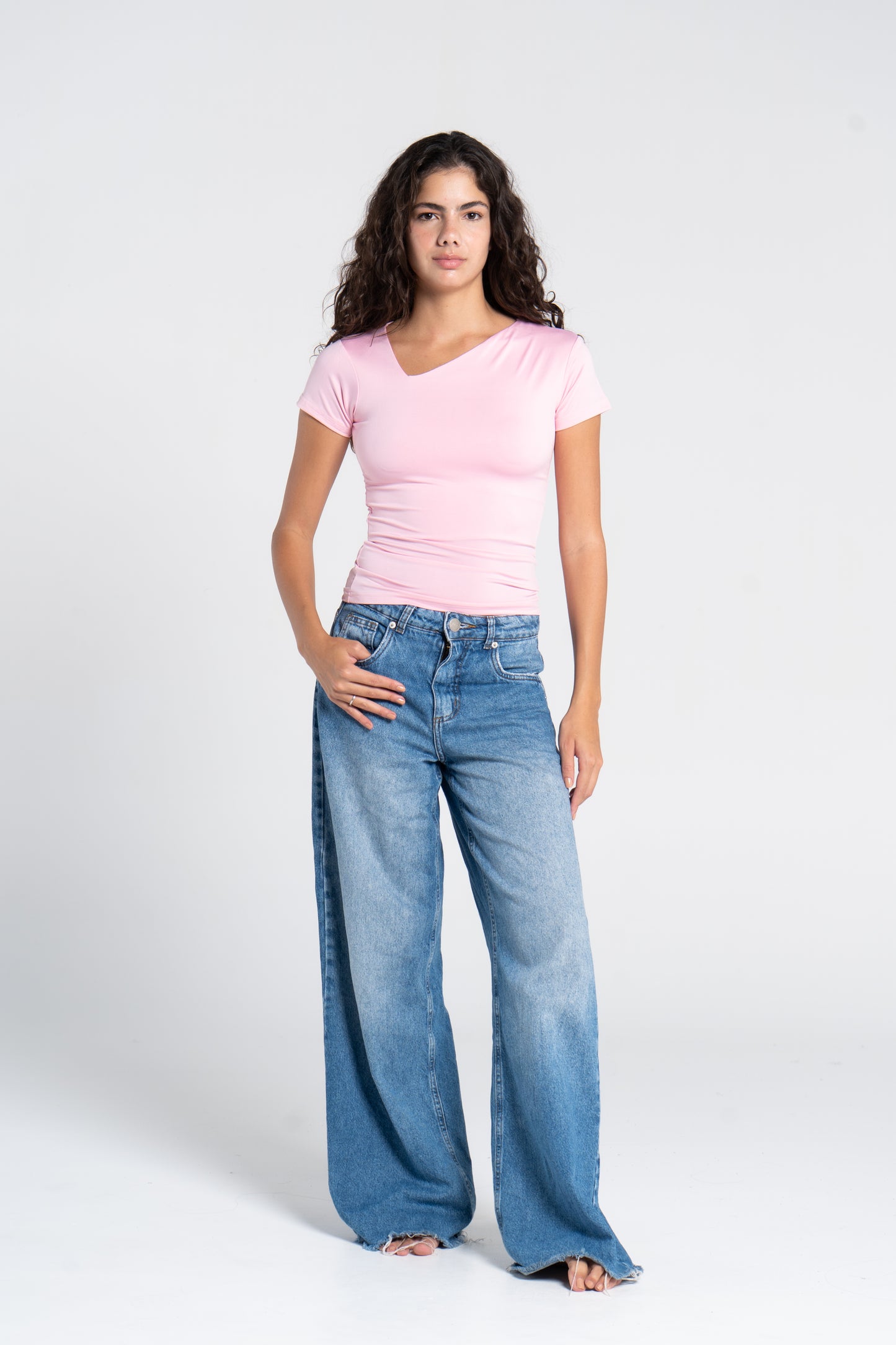 ASYMMETRICAL V NECK TOP