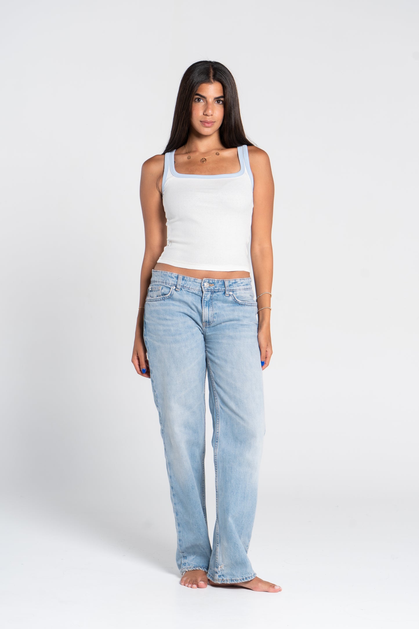 RIBBED SQUARE NECK TANK – COLORED STRAP