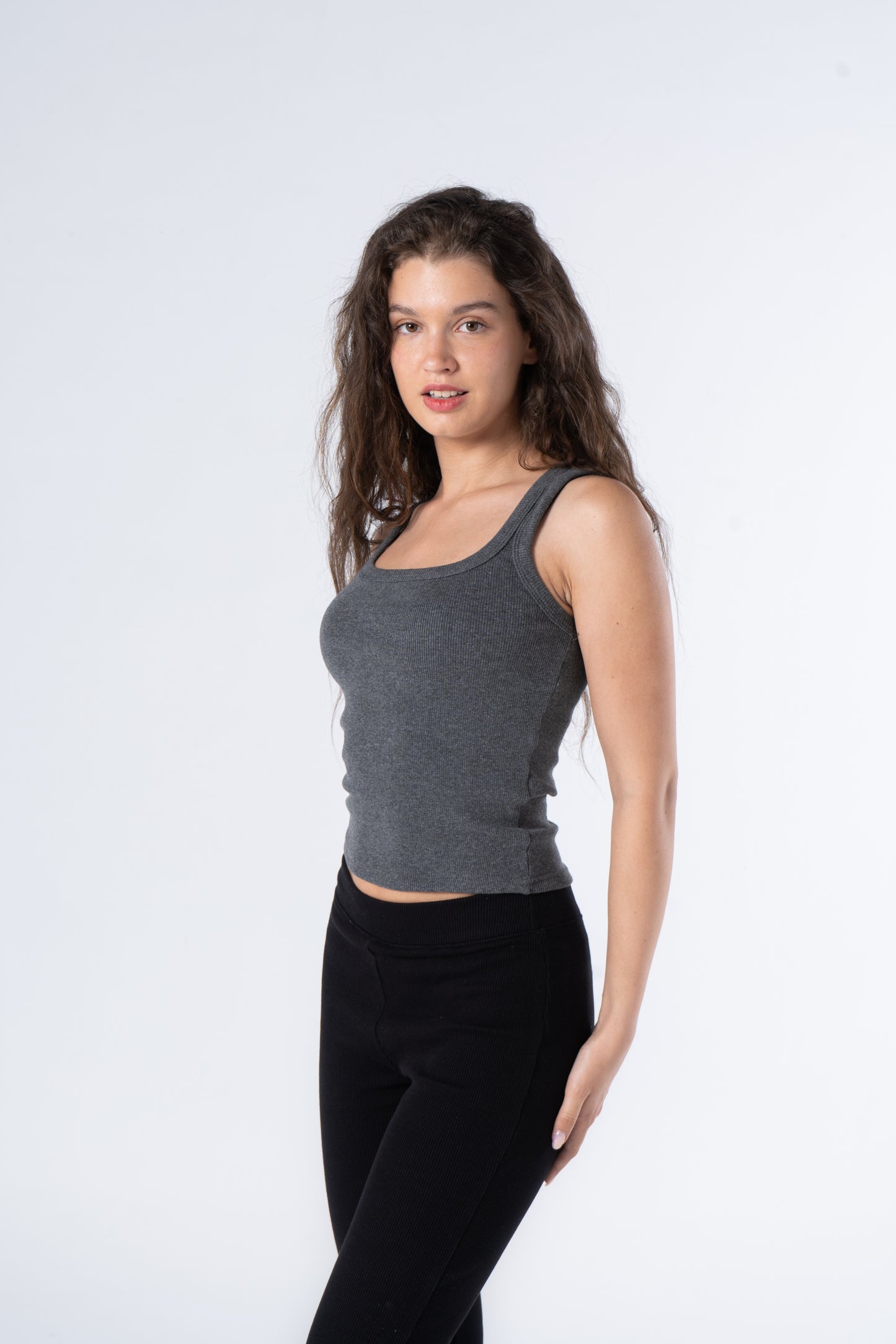RIBBED TANK TOP SQUARE NECK