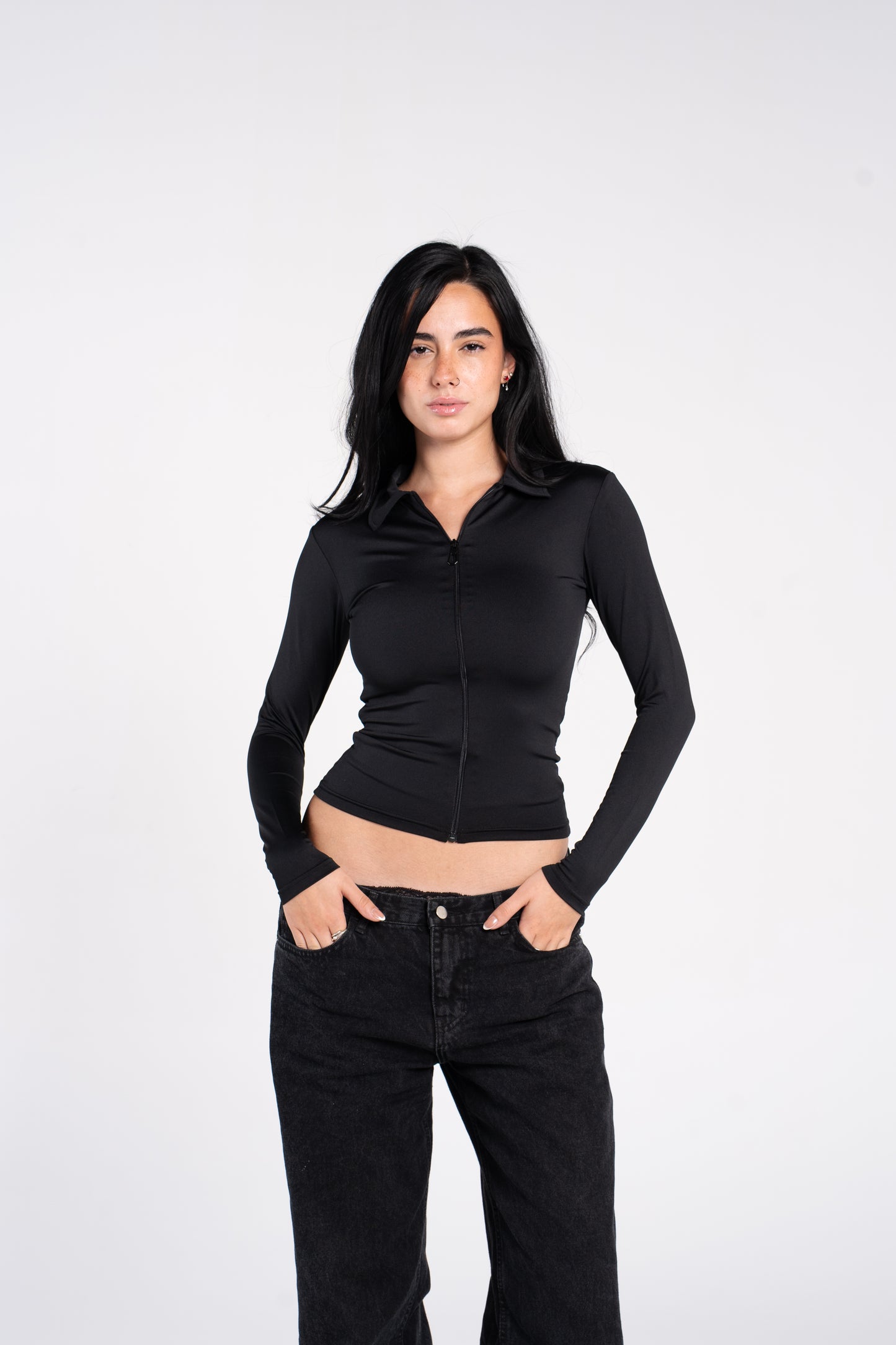 V POLO FULL ZIPPER LONG SLEEVE