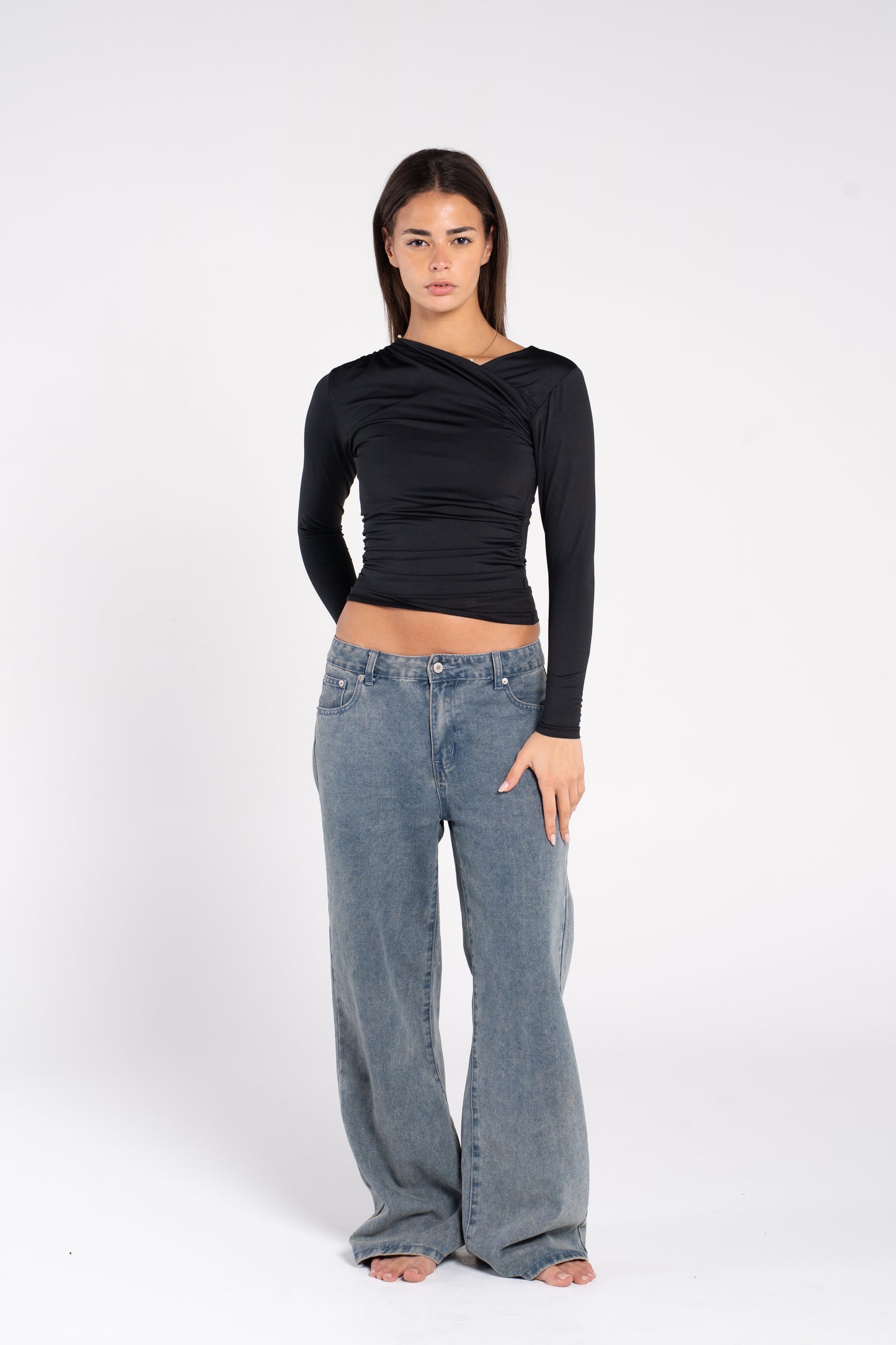 DRAPED LONG SLEEVE TOP