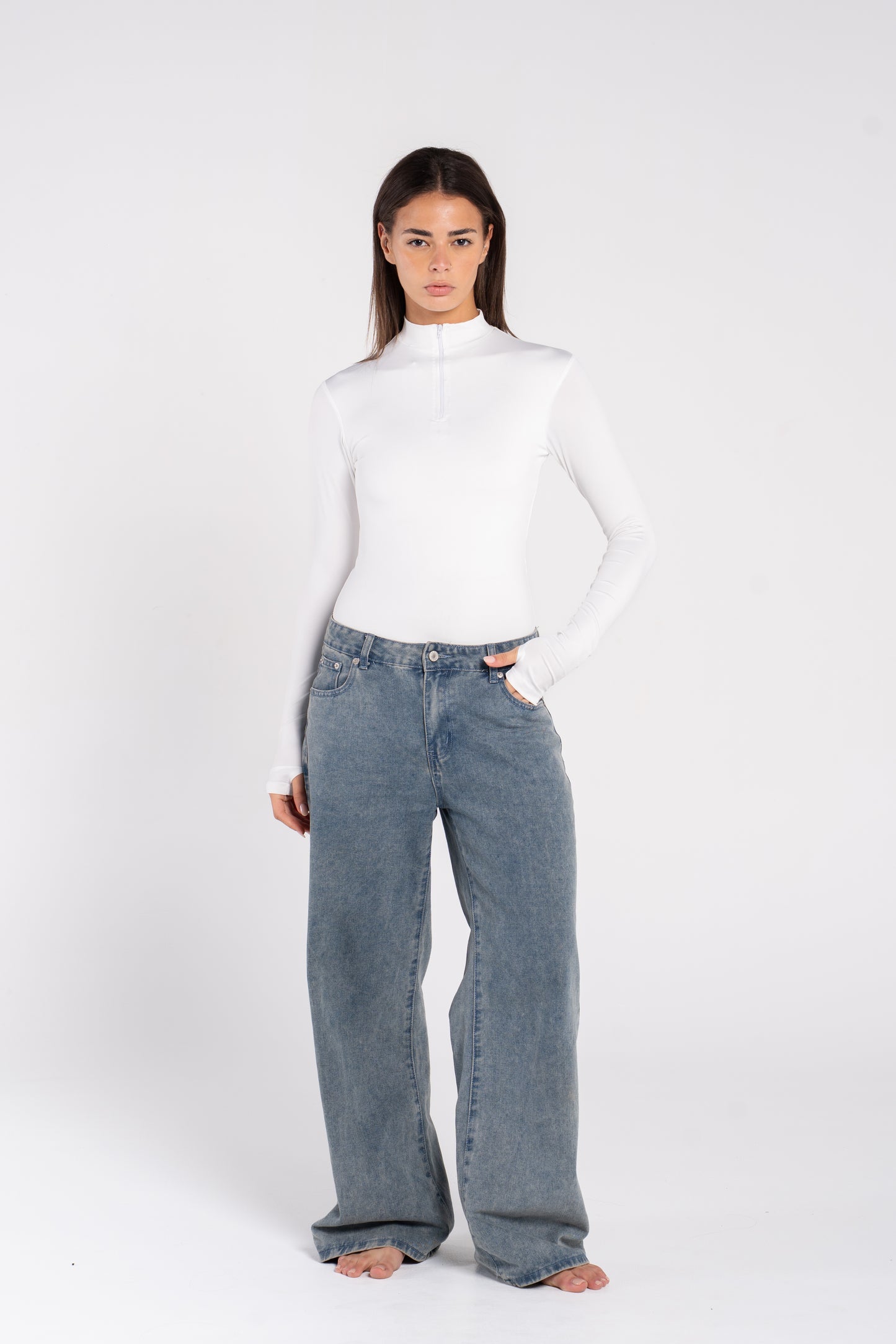 HIGH NECK ZIPPER BODYSUIT
