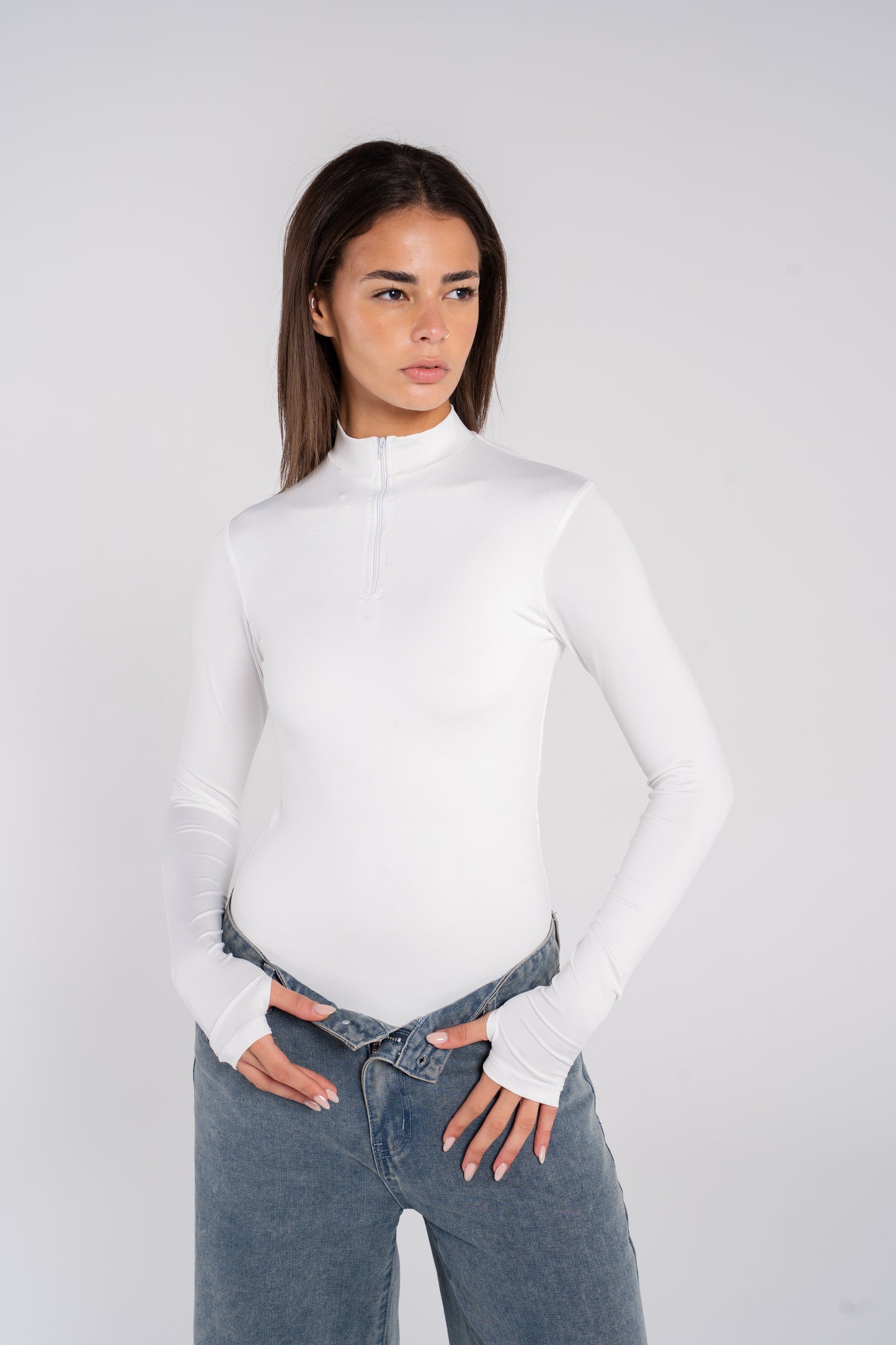 HIGH NECK ZIPPER BODYSUIT