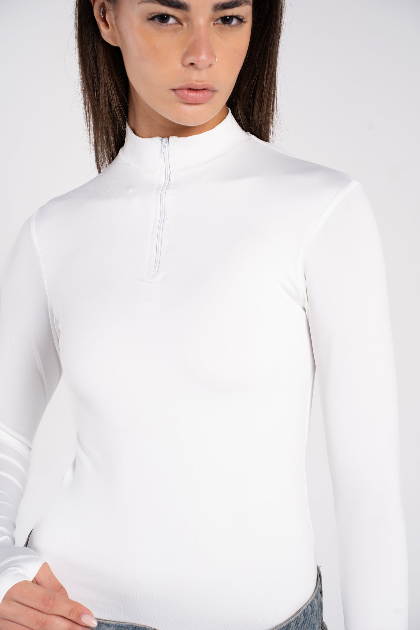 HIGH NECK ZIPPER BODYSUIT