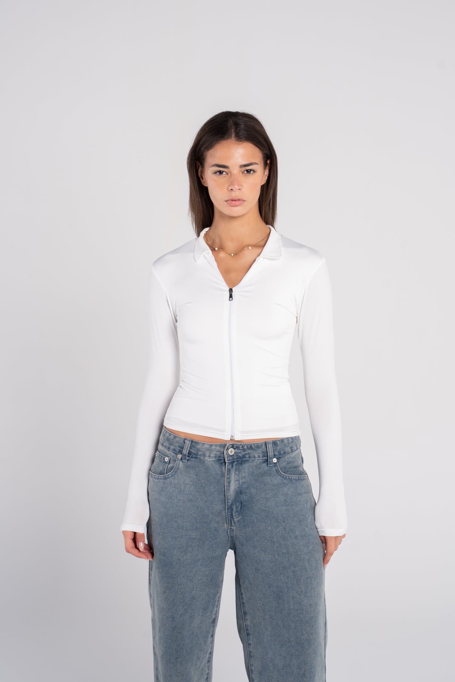 V POLO FULL ZIPPER LONG SLEEVE