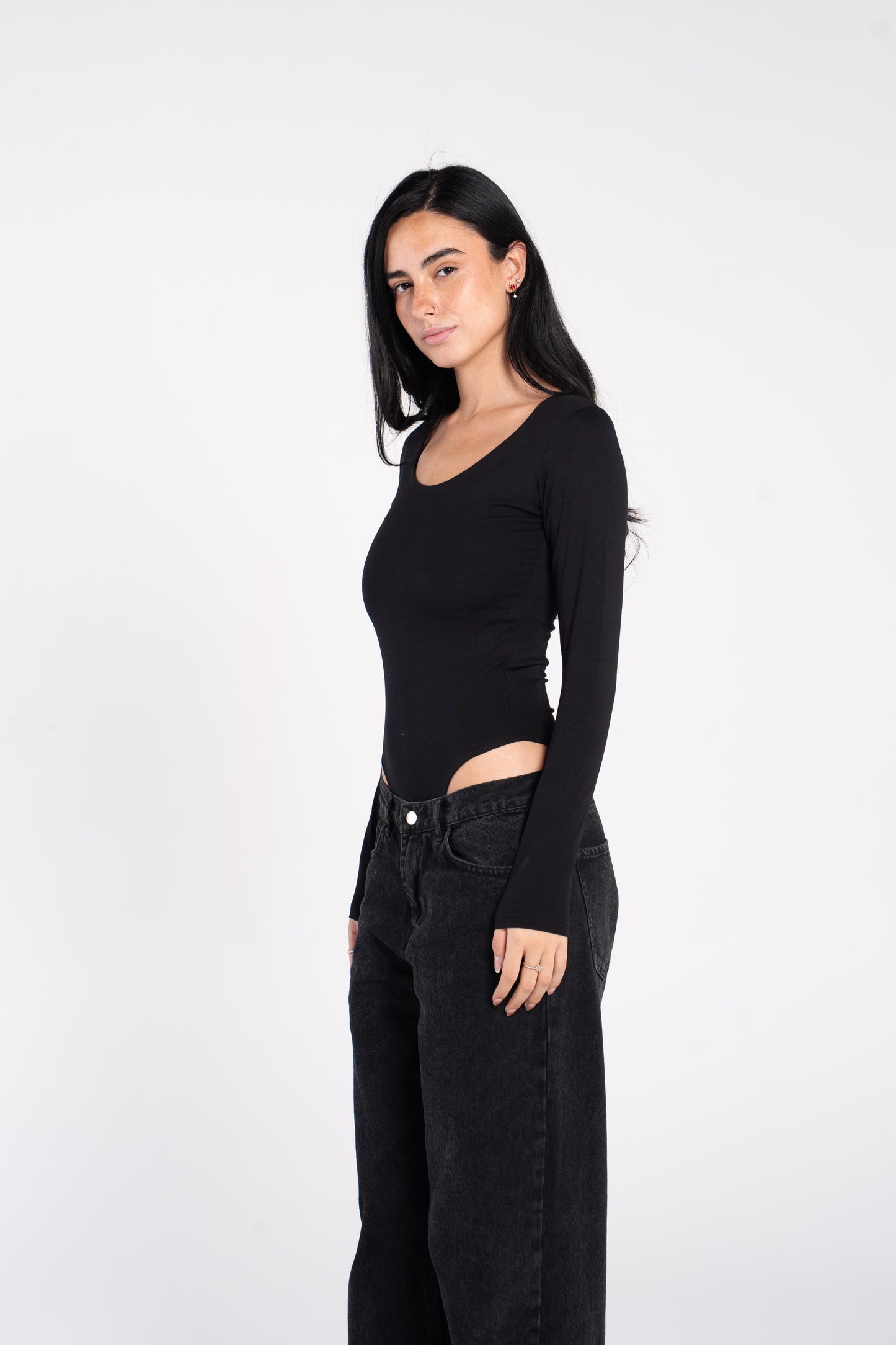 COTTON WIDE NECK LONG SLEEVE BODYSUIT