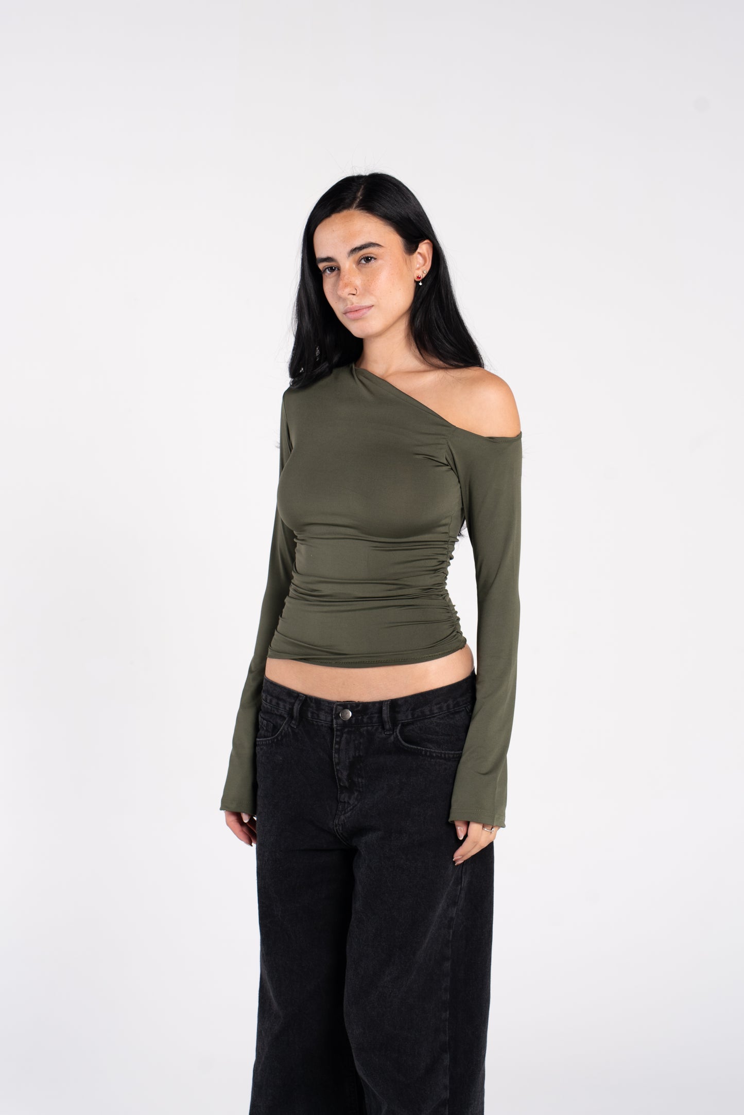 ONE SHOULDER FLARED SLEEVE