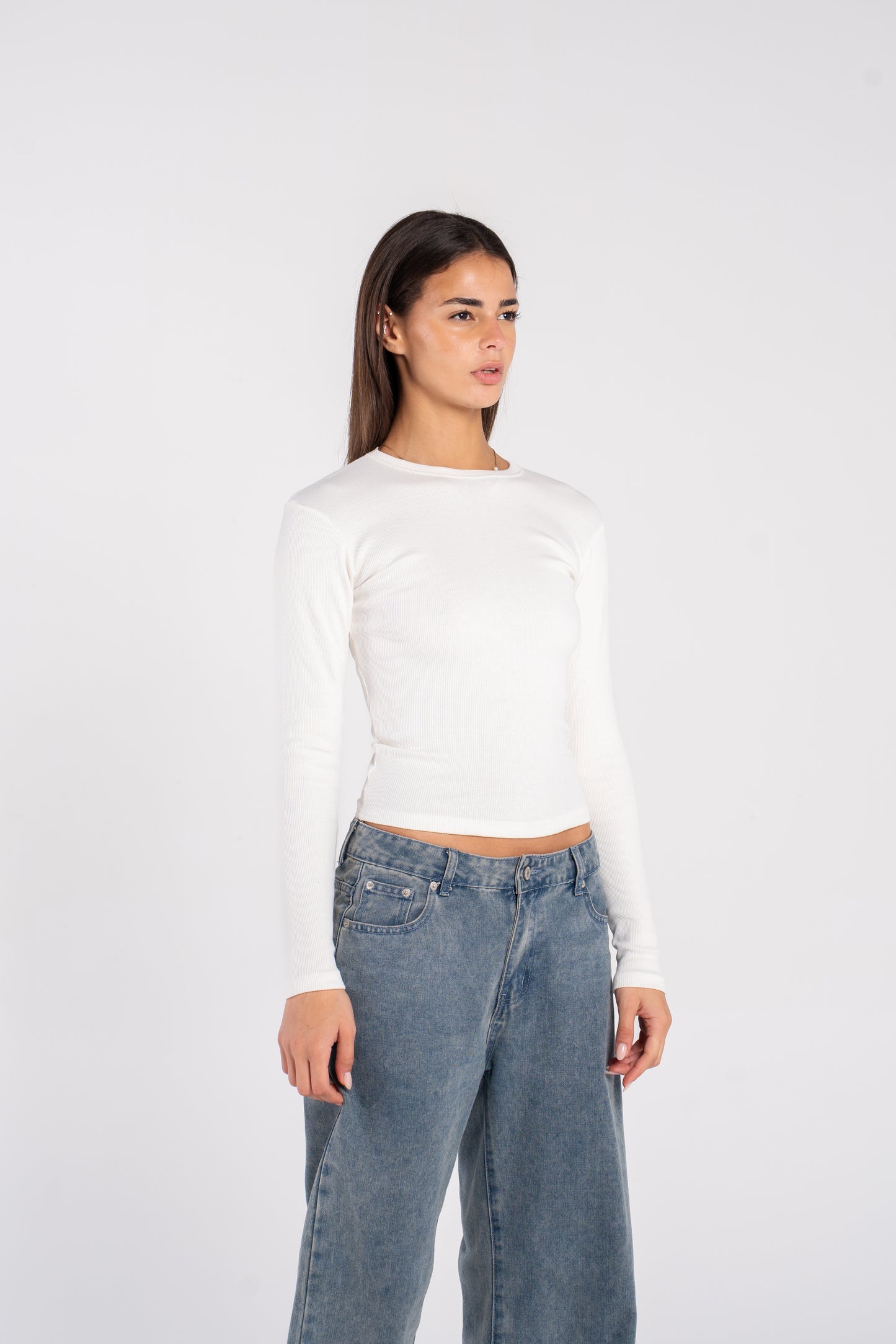 RIBBED ROUND NECK LONG SLEEVE