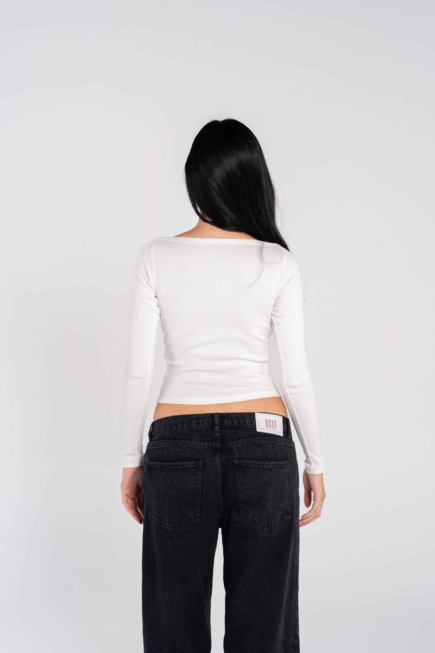 WIDE SHOULDER RIBBED LONG SLEEVE