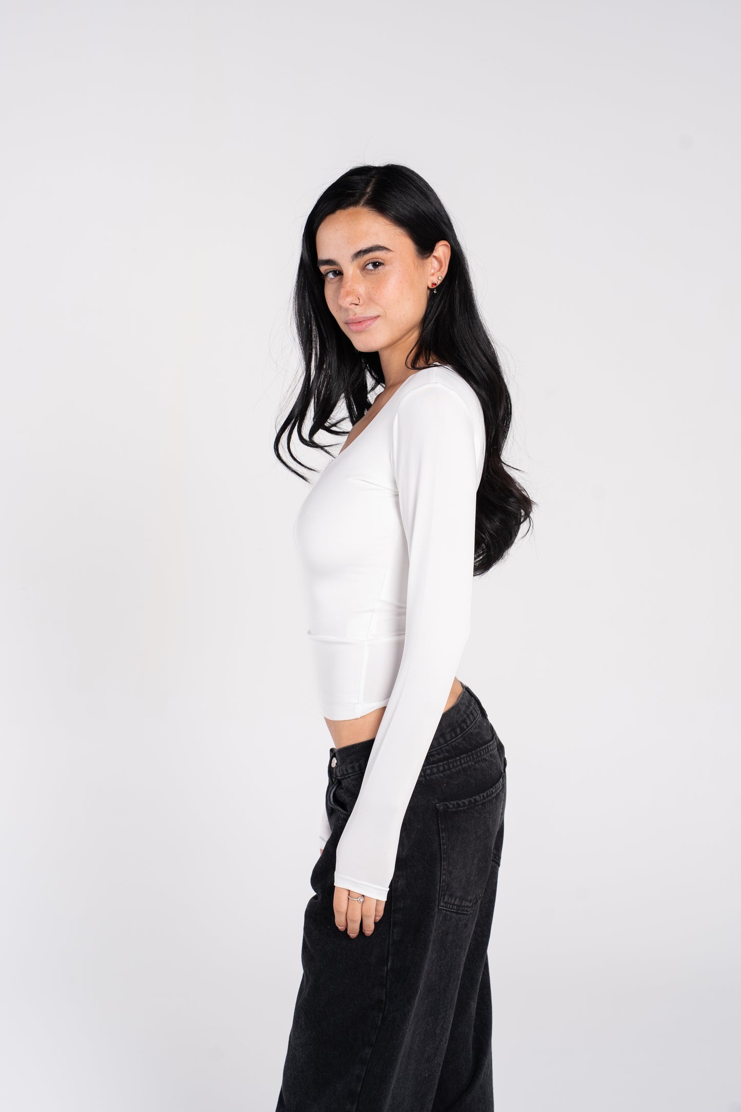 WIDE NECK ZIPPER LONG SLEEVE