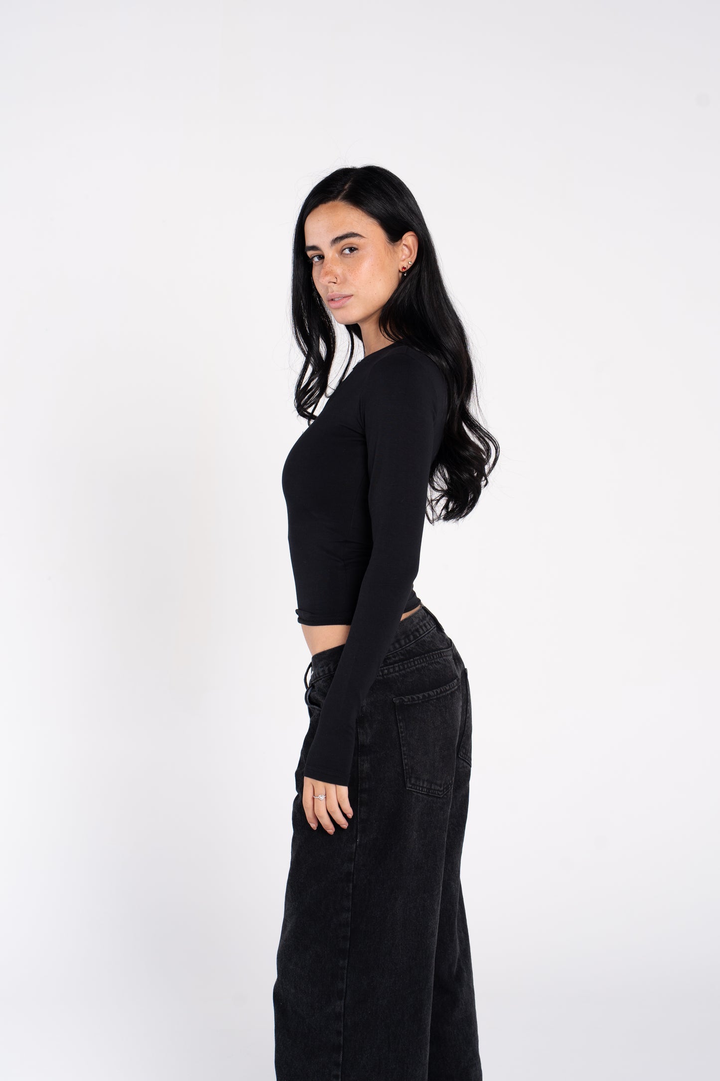 COTTON ROUND NECK ZIPPER LONG SLEEVE