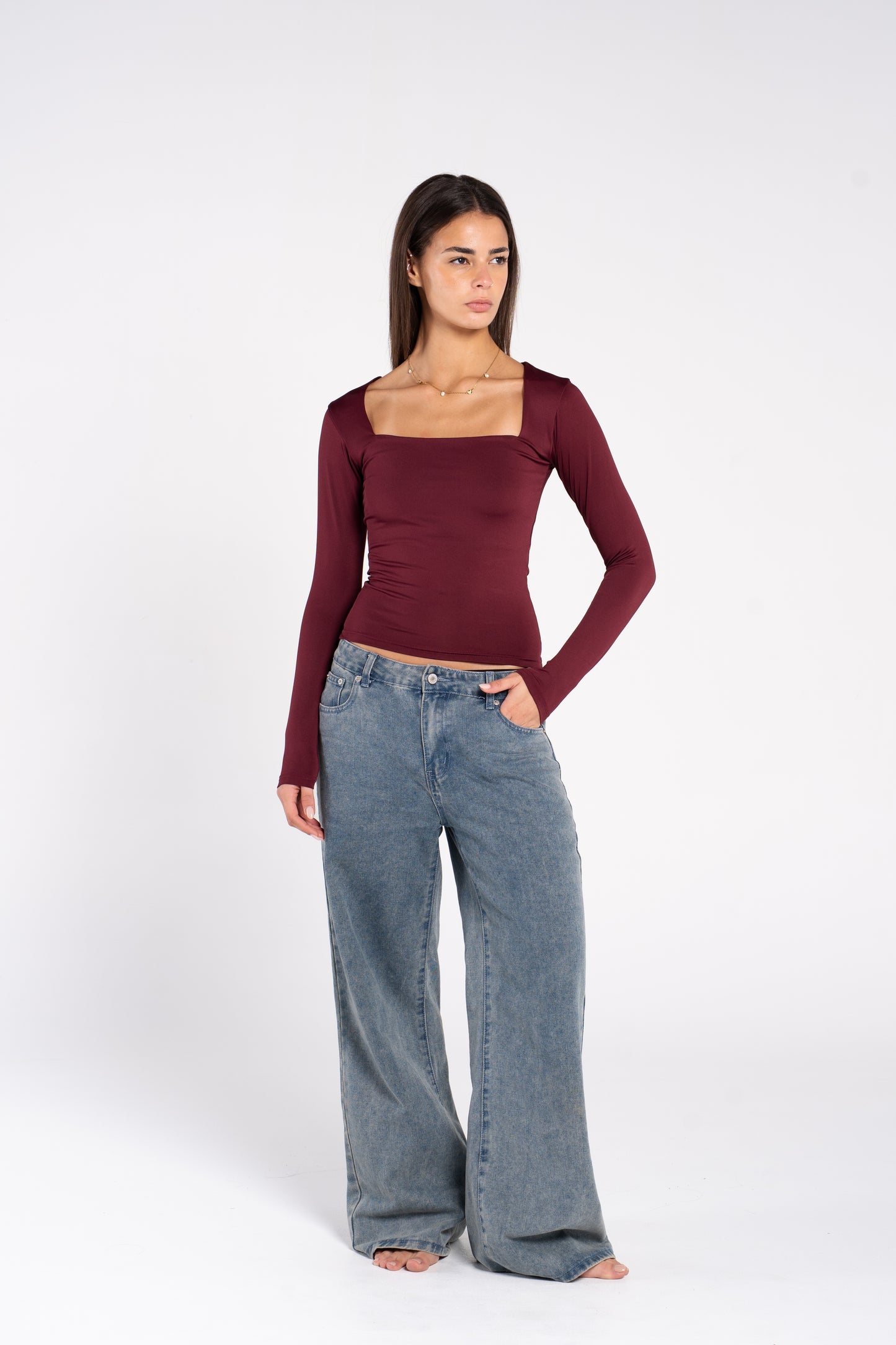 SQUARE NECK LONG SLEEVE