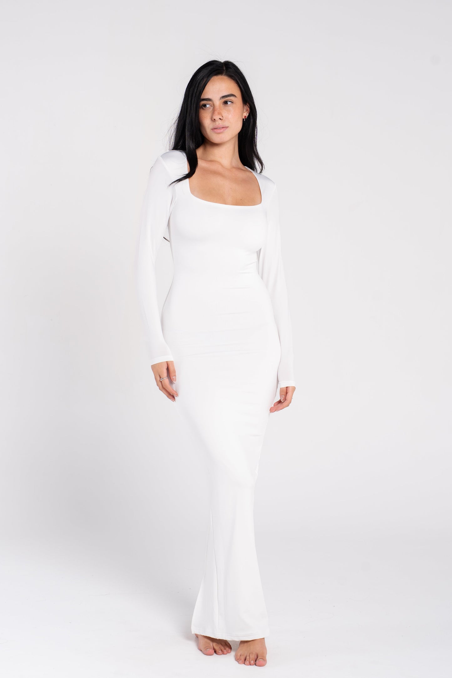 SQUARE NECK LONG SLEEVE DRESS
