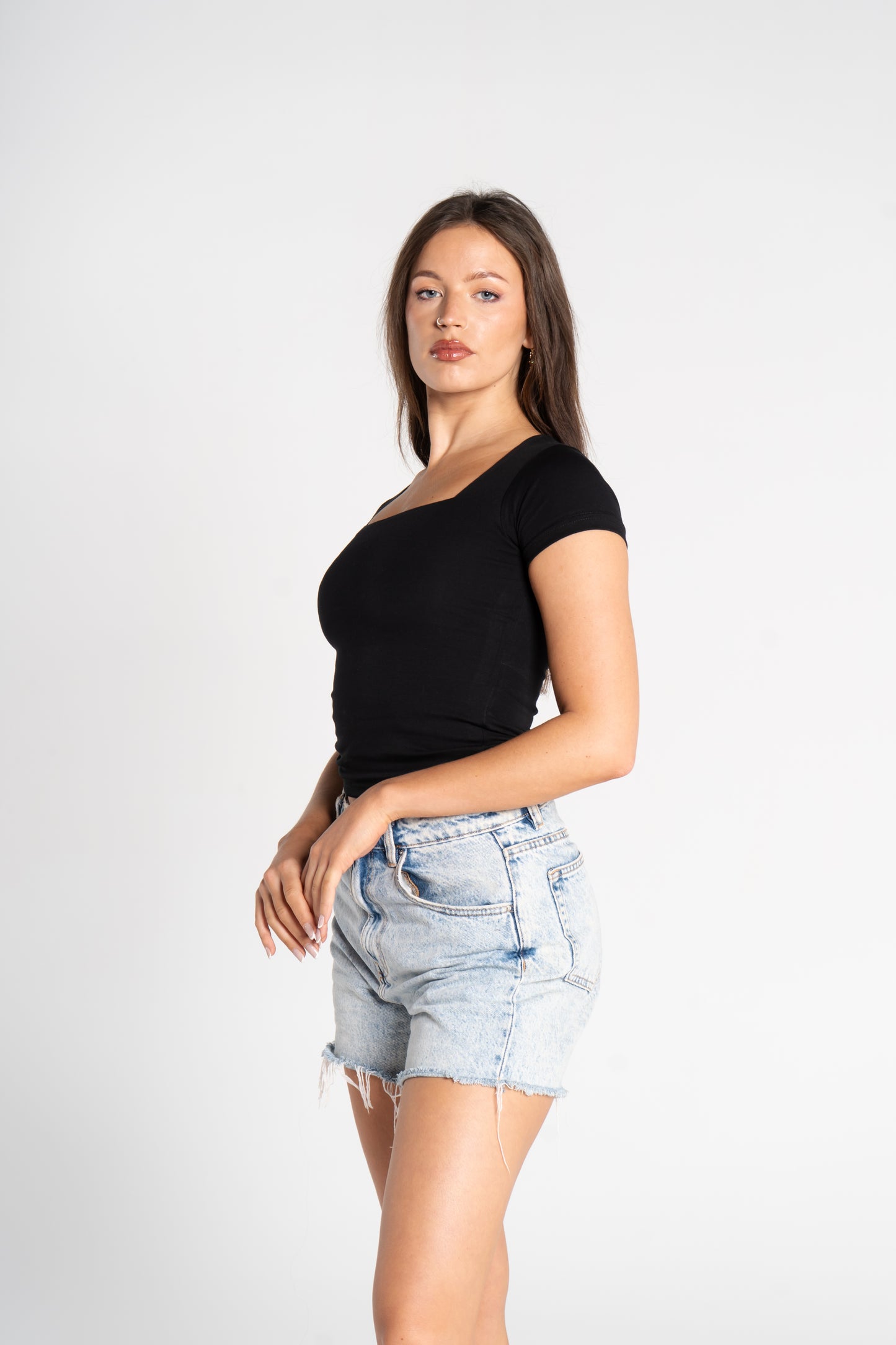 COTTON SQUARE NECK SHORT SLEEVE