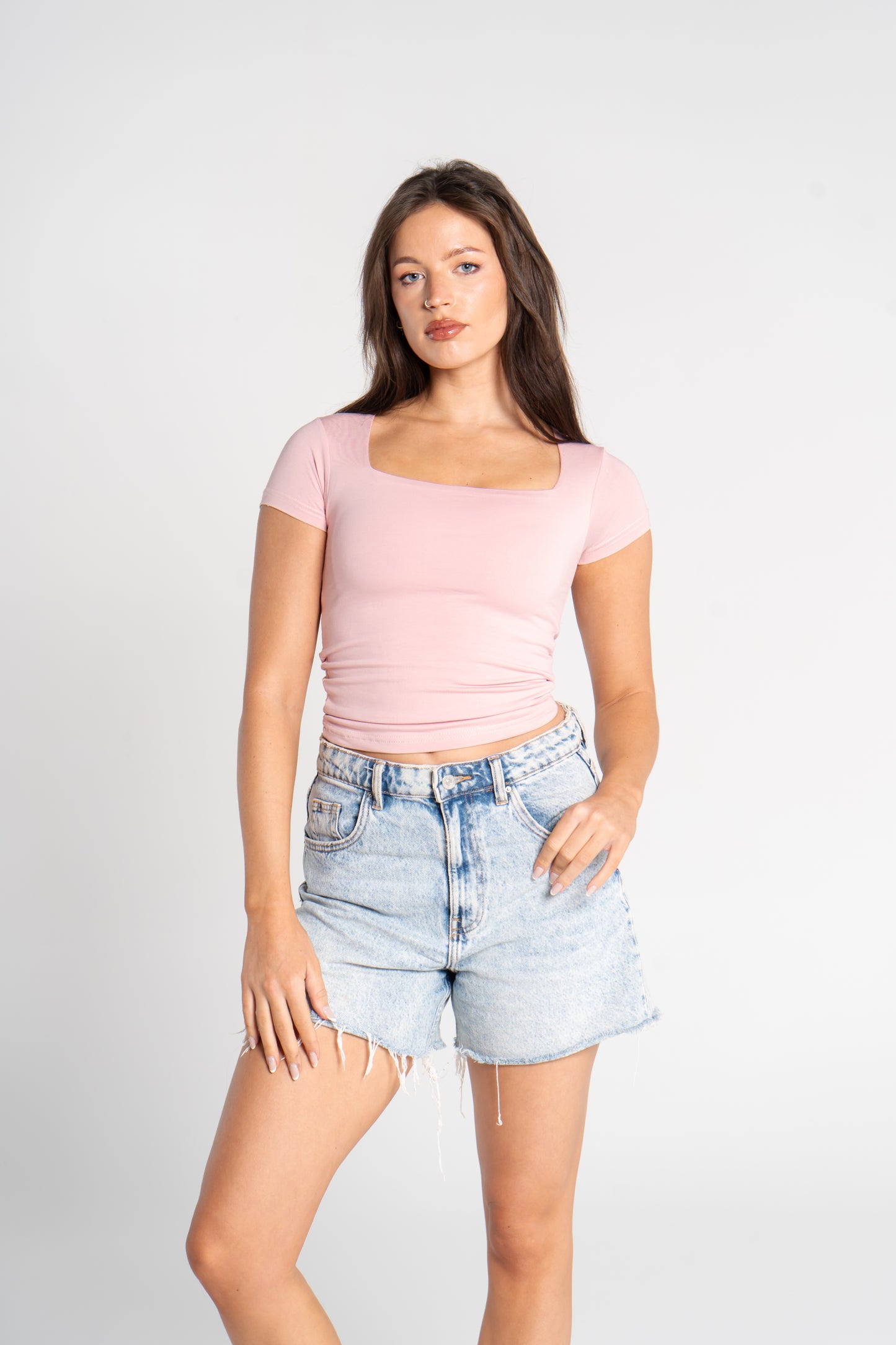 COTTON SQUARE NECK SHORT SLEEVE
