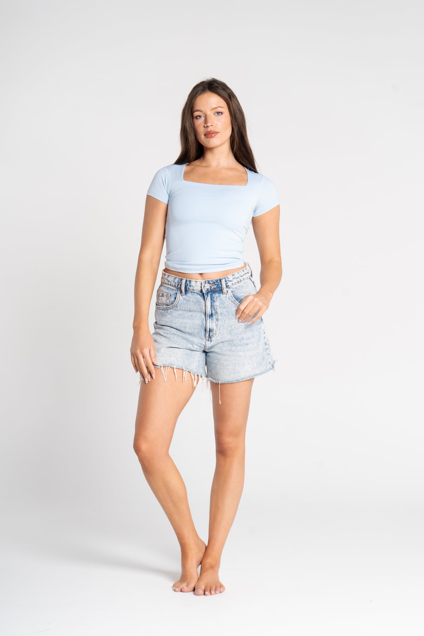 COTTON SQUARE NECK SHORT SLEEVE