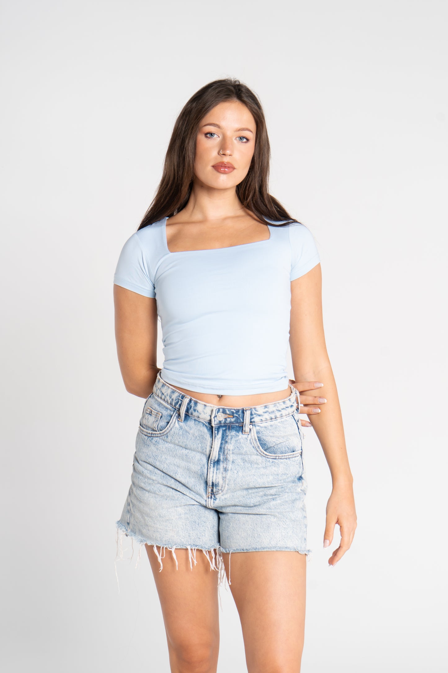 COTTON SQUARE NECK SHORT SLEEVE