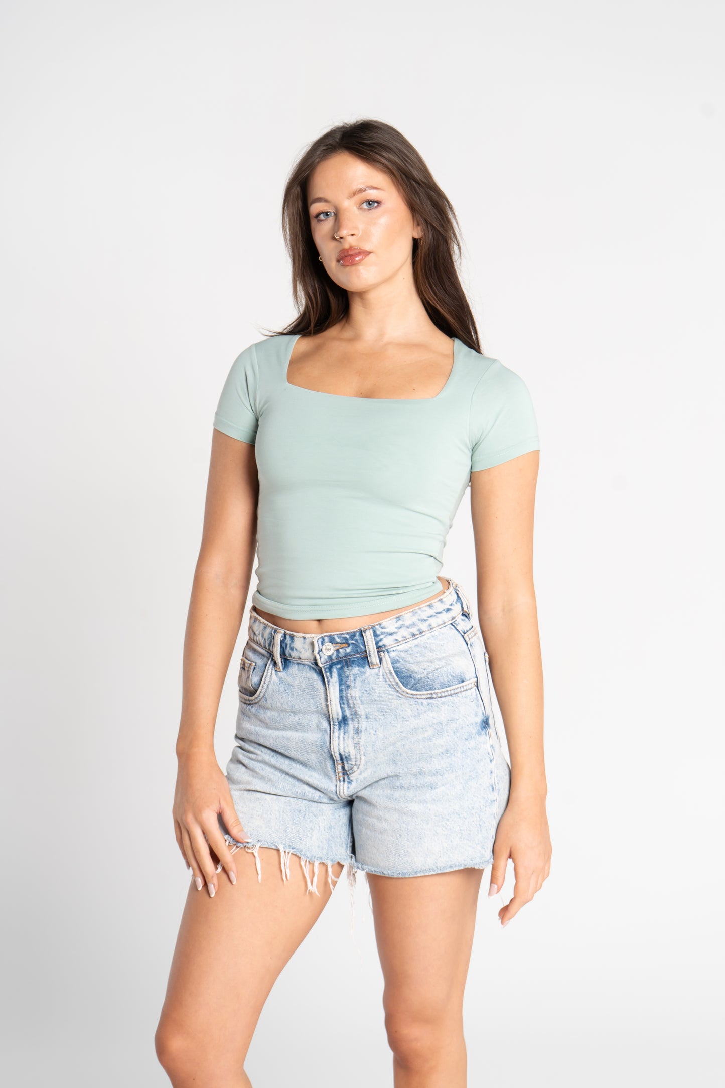 COTTON SQUARE NECK SHORT SLEEVE