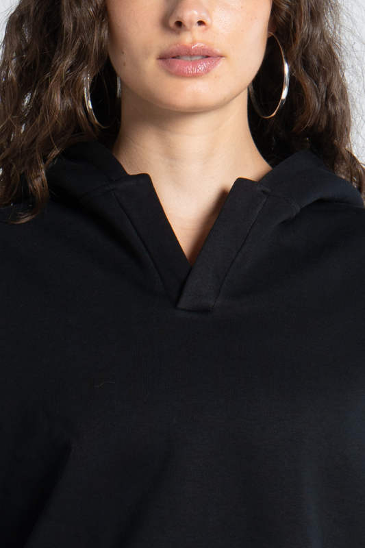 V NECK HOODIE