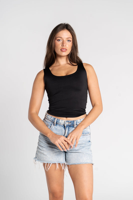 TANK TOP WIDE NECK (Black & White )