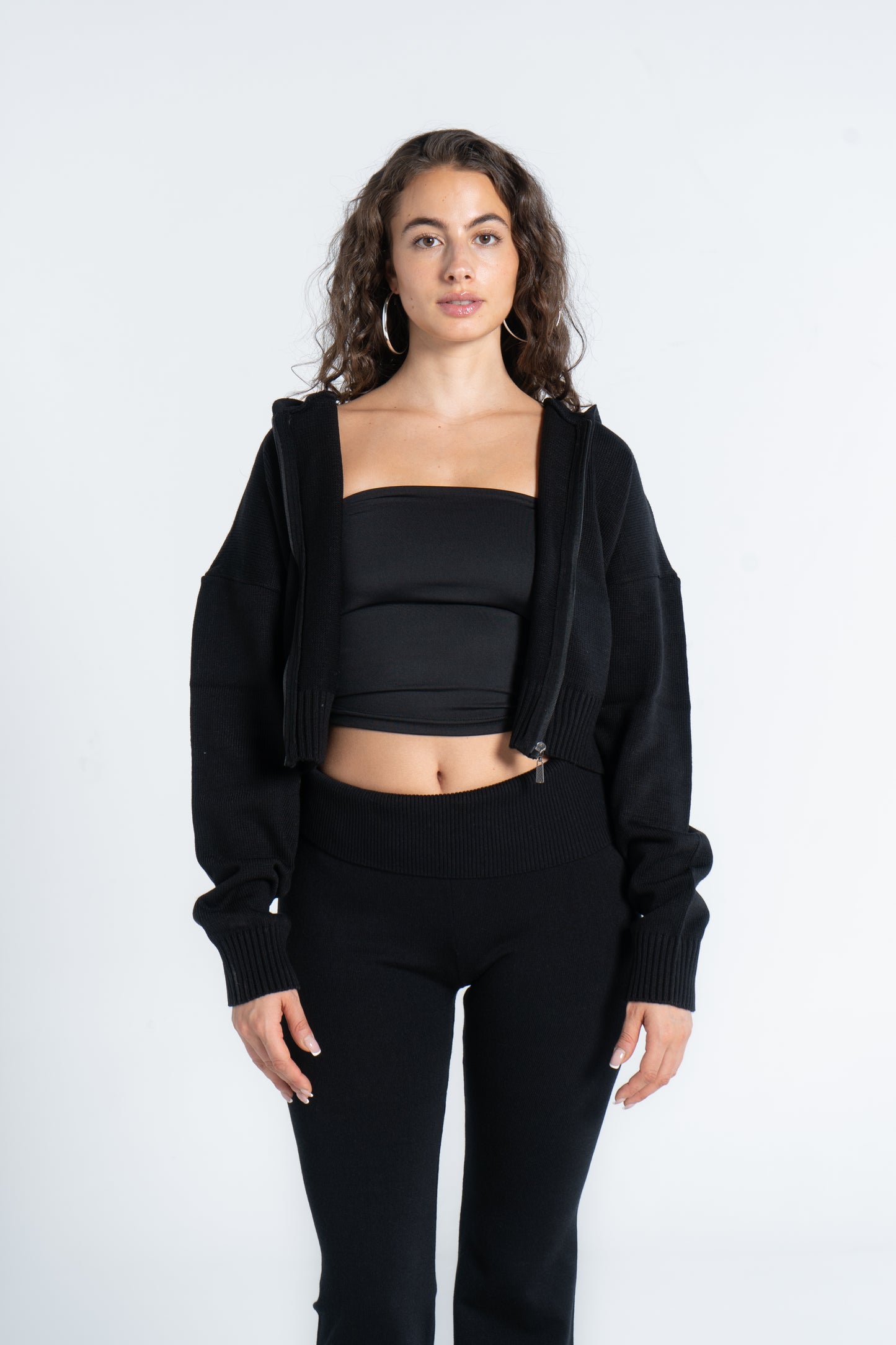 KNIT CROPPED OVERSIZED JACKET