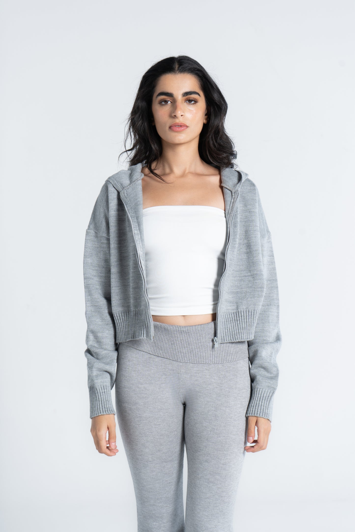KNIT CROPPED OVERSIZED JACKET