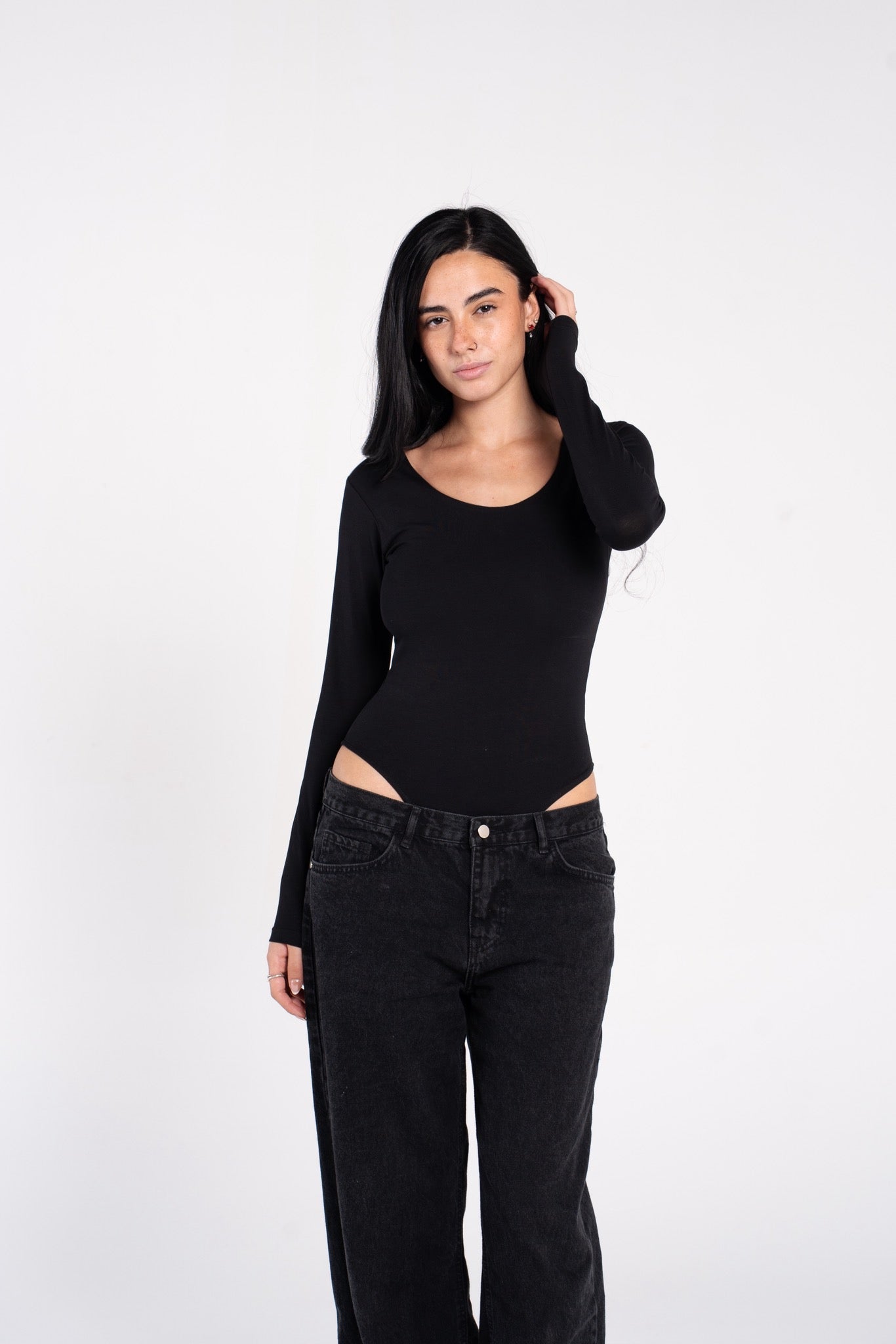COTTON WIDE NECK LONG SLEEVE BODYSUIT