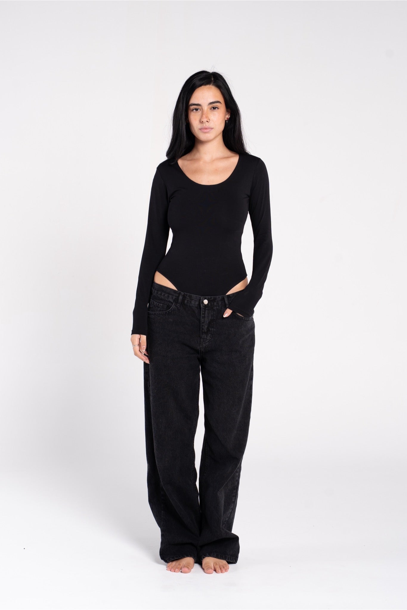 COTTON WIDE NECK LONG SLEEVE BODYSUIT