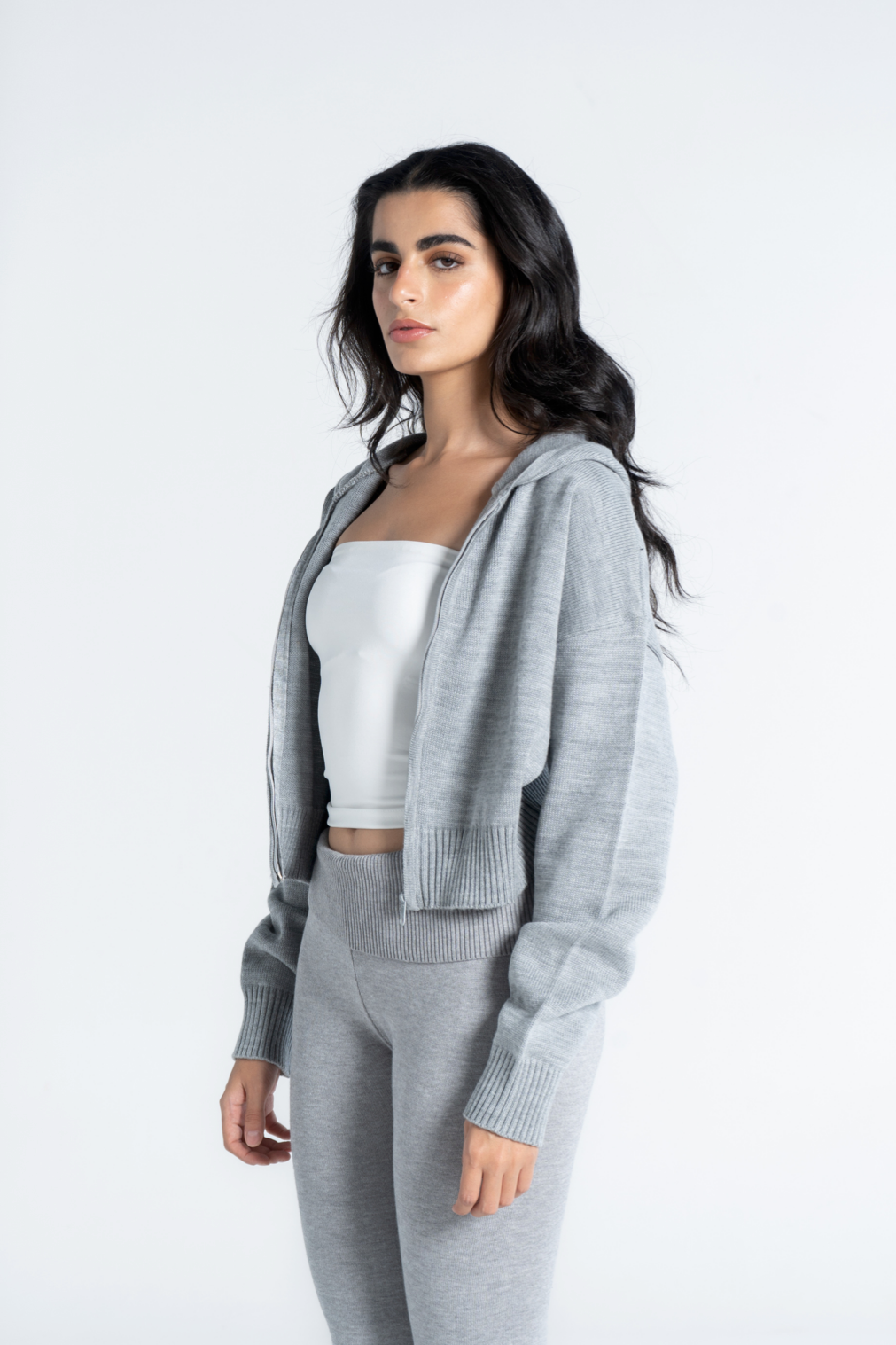 KNIT CROPPED OVERSIZED JACKET