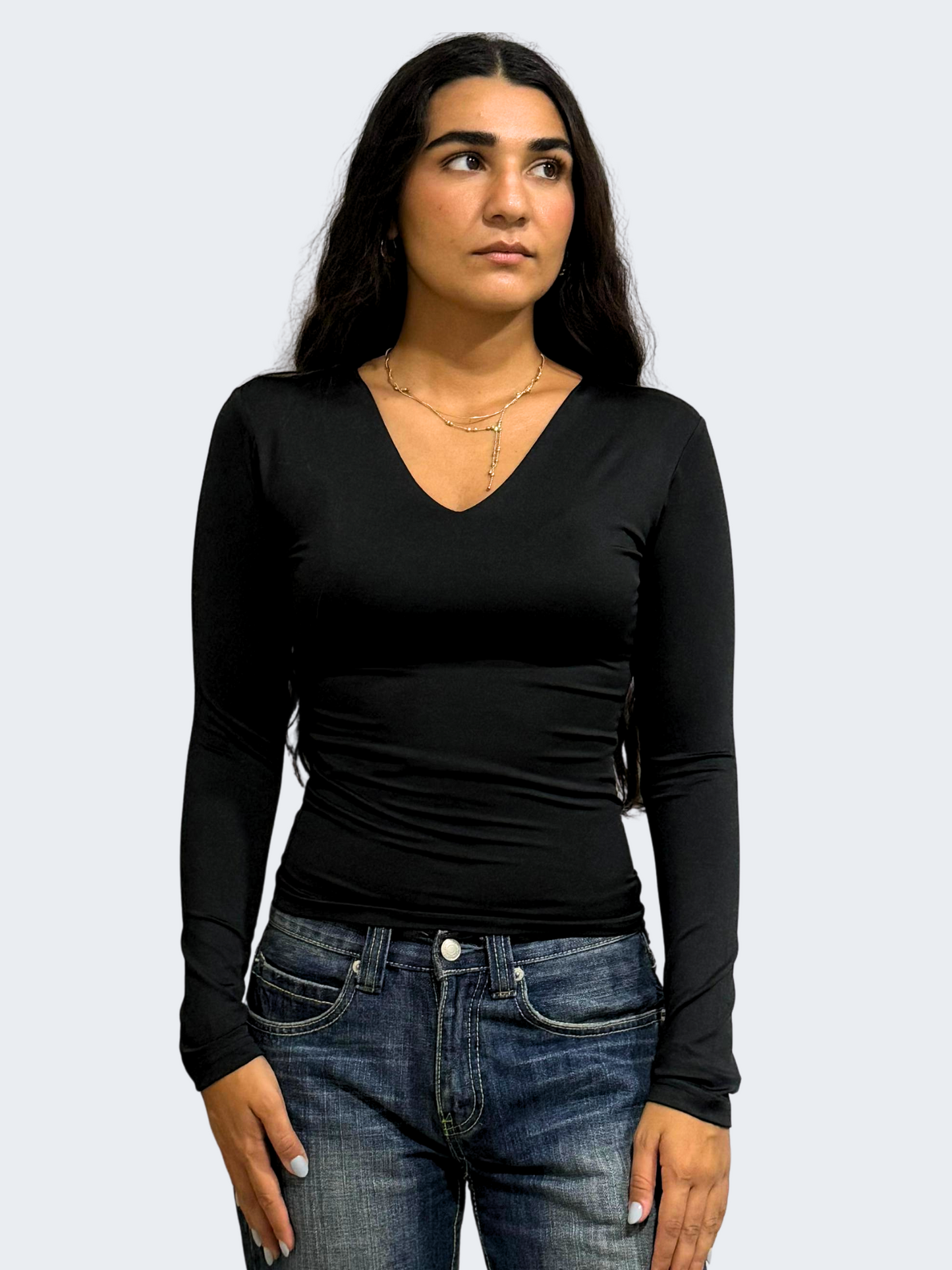 V NECK LONG SLEEVE TOP